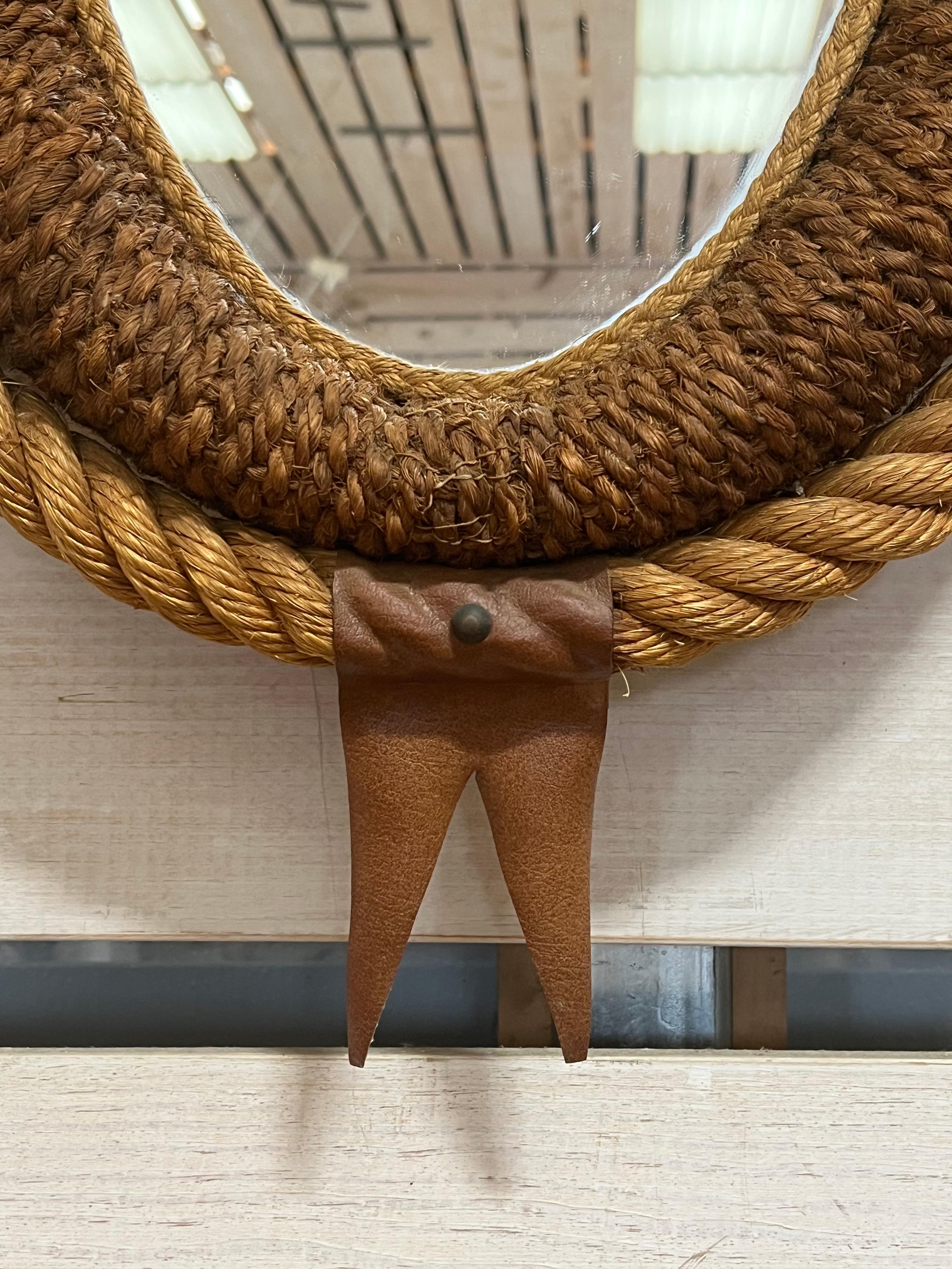 Mid-20th Century Large 1960’s Rope Mirror by Audoux And Minet  