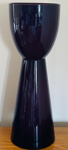 Large 1960s Scandinavian Purple & White Encased Glass Vase Attr. Holmegaard