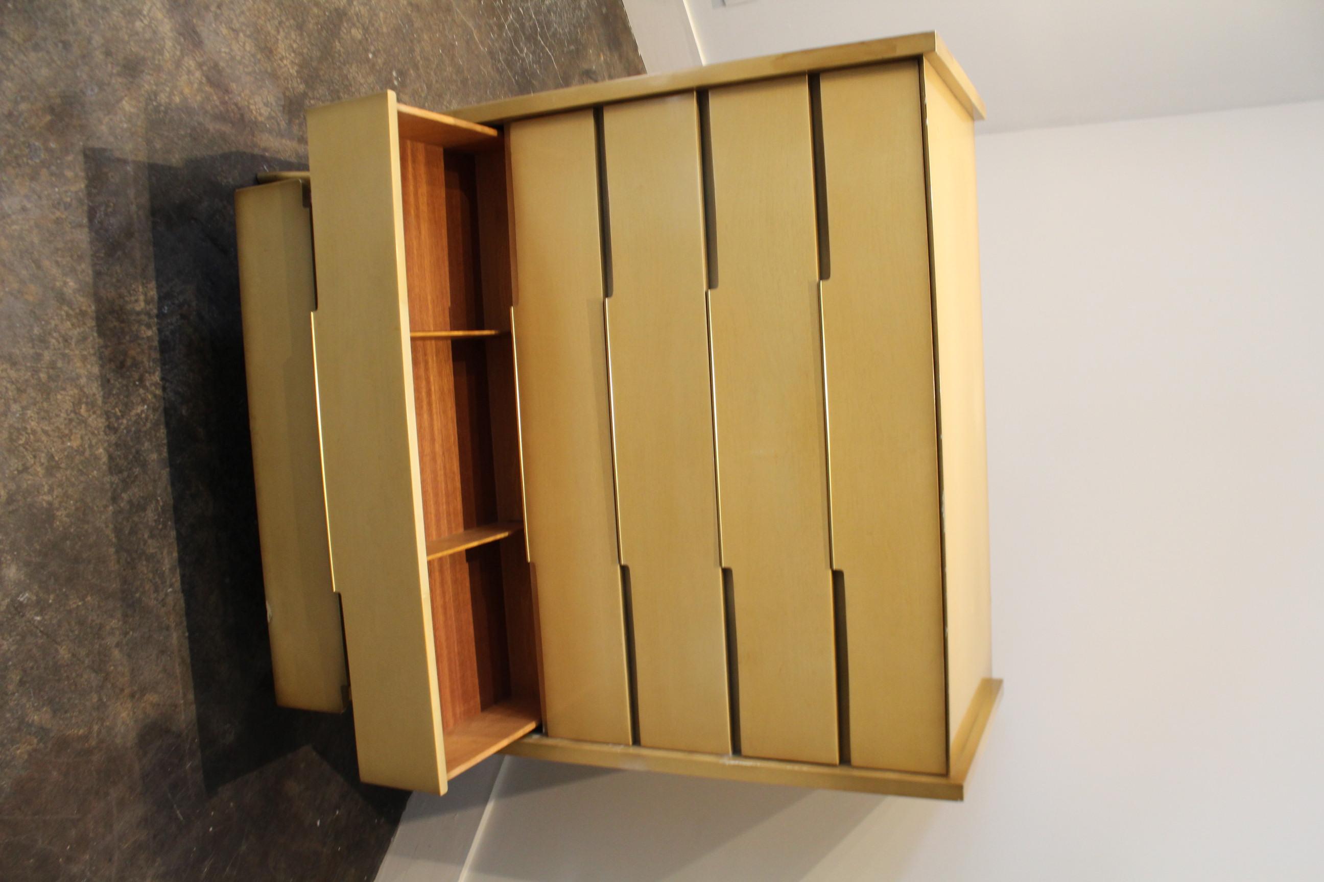 Large 1960s Sculptural High Chest, Maple with Brass Pulls In Fair Condition For Sale In Dallas, TX