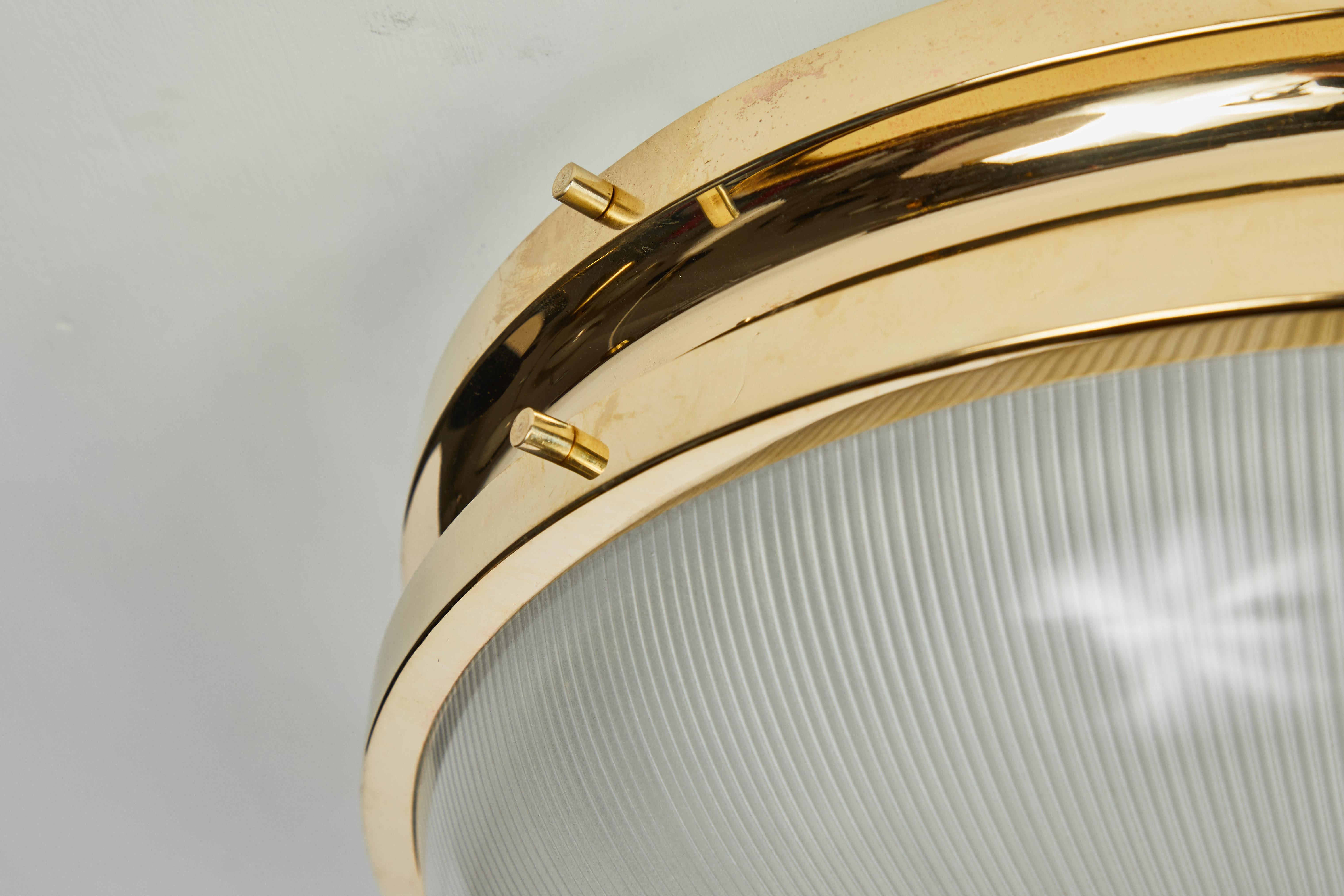 Opaline Glass Large 1960s Sergio Mazza Brass 'Sigma' Lamp for Artemide