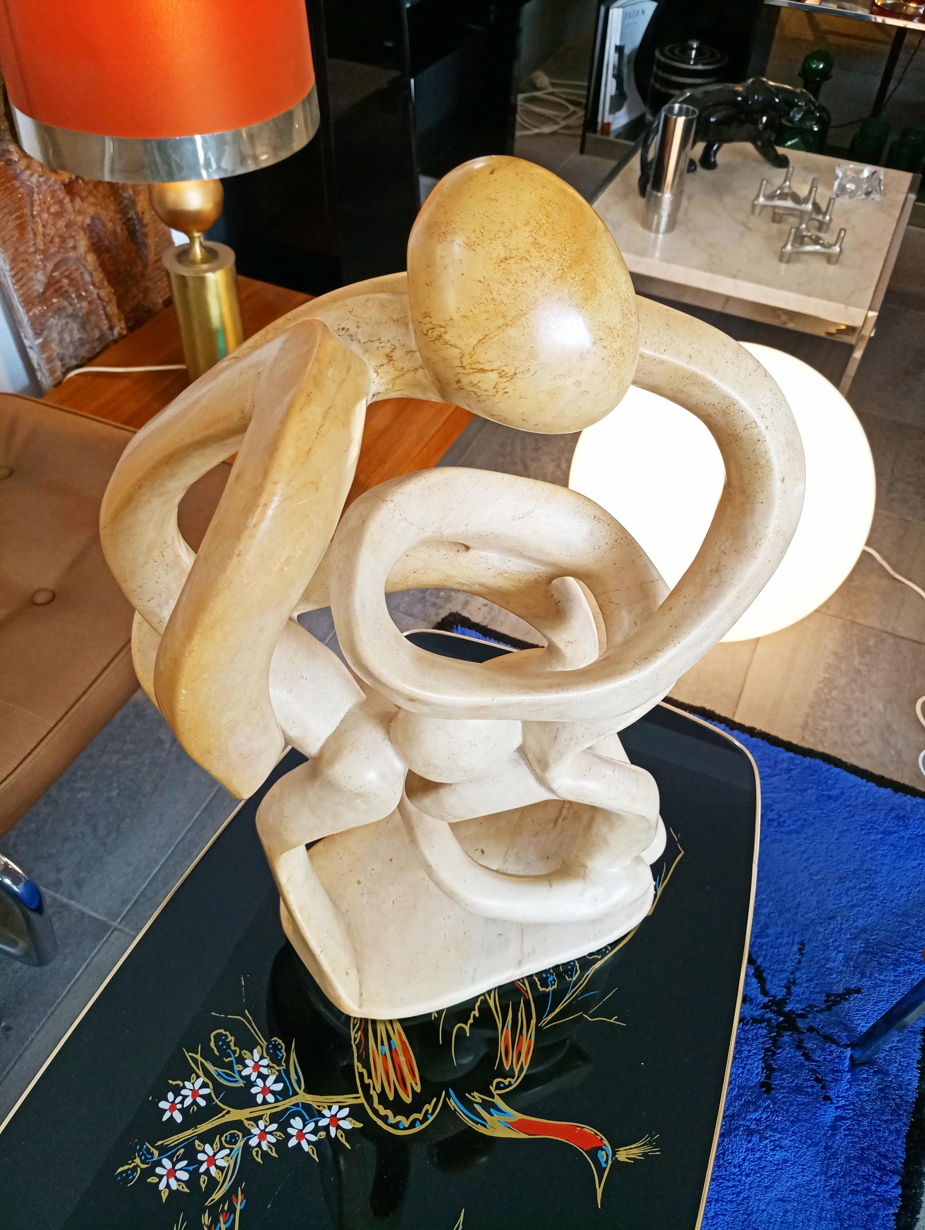 Large 1960s Soapstone Abstract Sculpture In Good Condition In L'Escala, ES