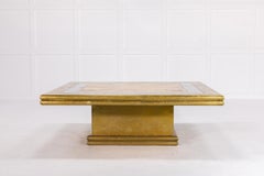 Large 1960s Spanish Etched Brass Coffee Table