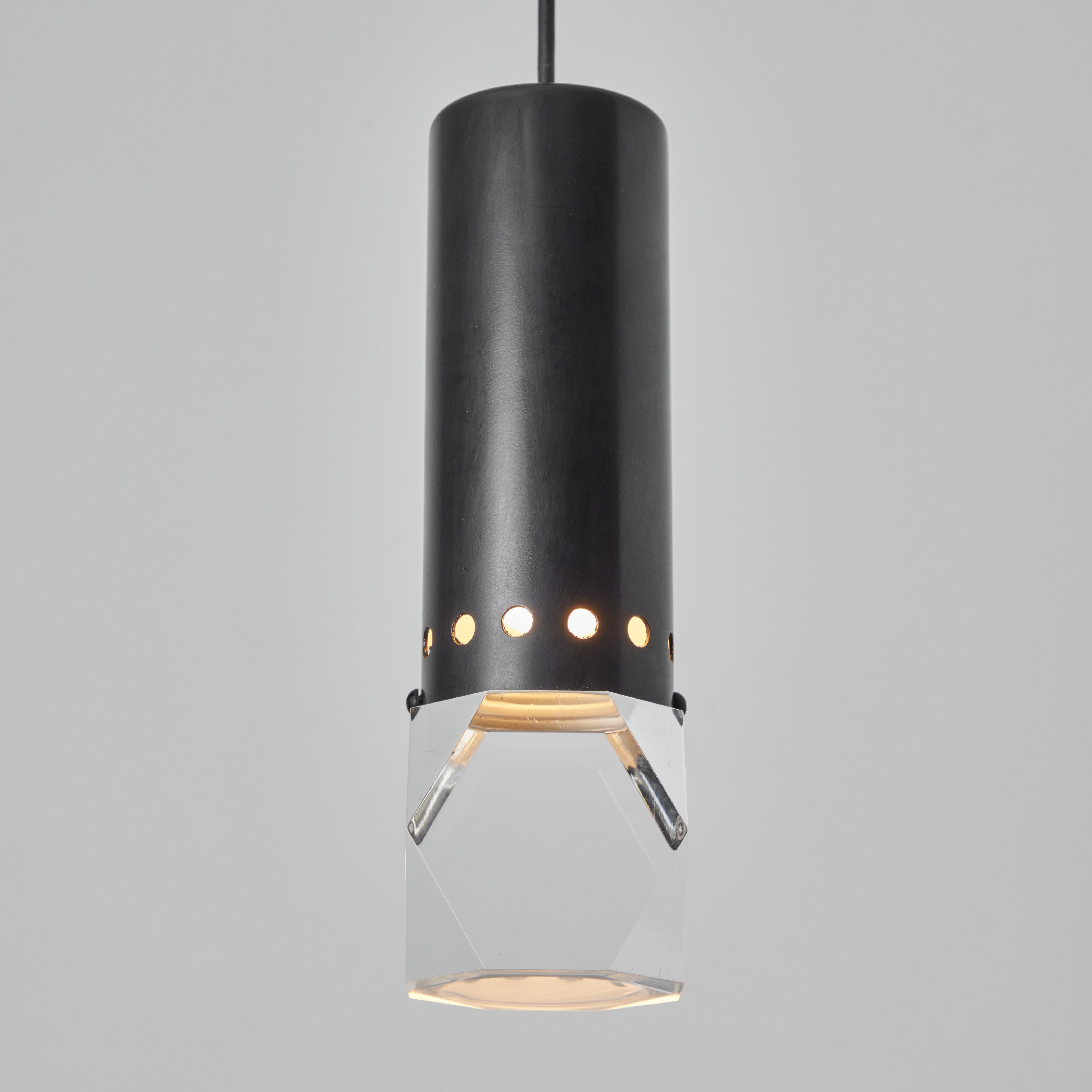 Large 1960s Stilnovo Faceted Diffuser Pendant Lamp For Sale 1