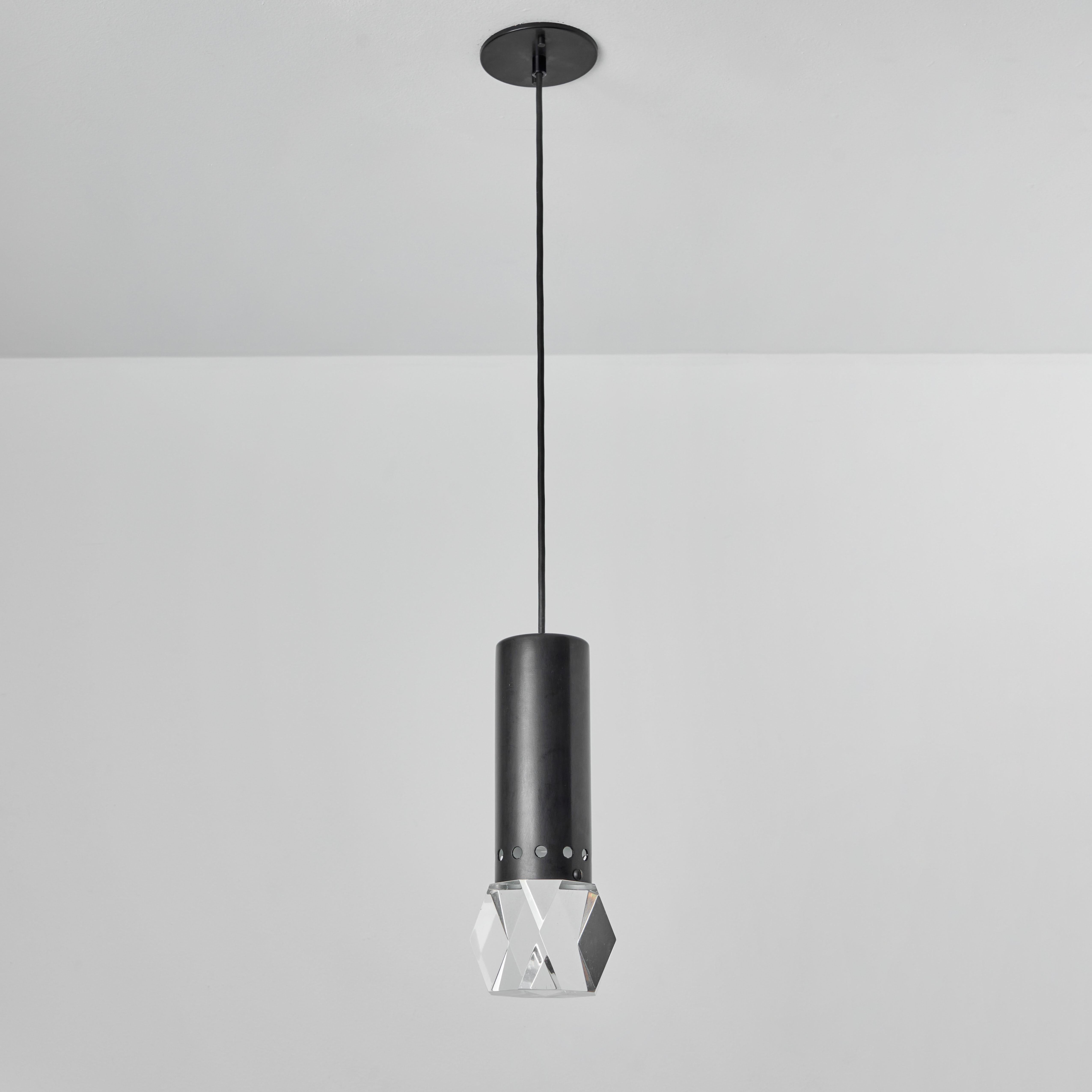 Mid-Century Modern Large 1960s Stilnovo Faceted Diffuser Pendant Lamp For Sale