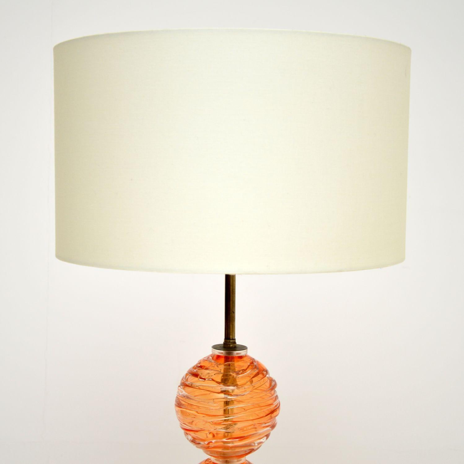 Mid-Century Modern Large 1960s Vintage Glass Table Lamp