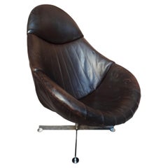 Large 1960's Vintage Retro Dark brown Rohe Noorwolde Leather egg chair