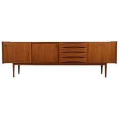 Large 1960s Vintage Teak Sideboard with Sliding Doors and Drawers, Danish Modern