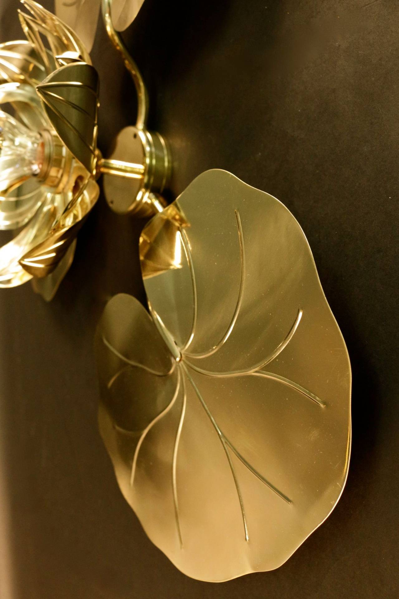 French Large 1960s 'Waterlily' Vegetal Sconce