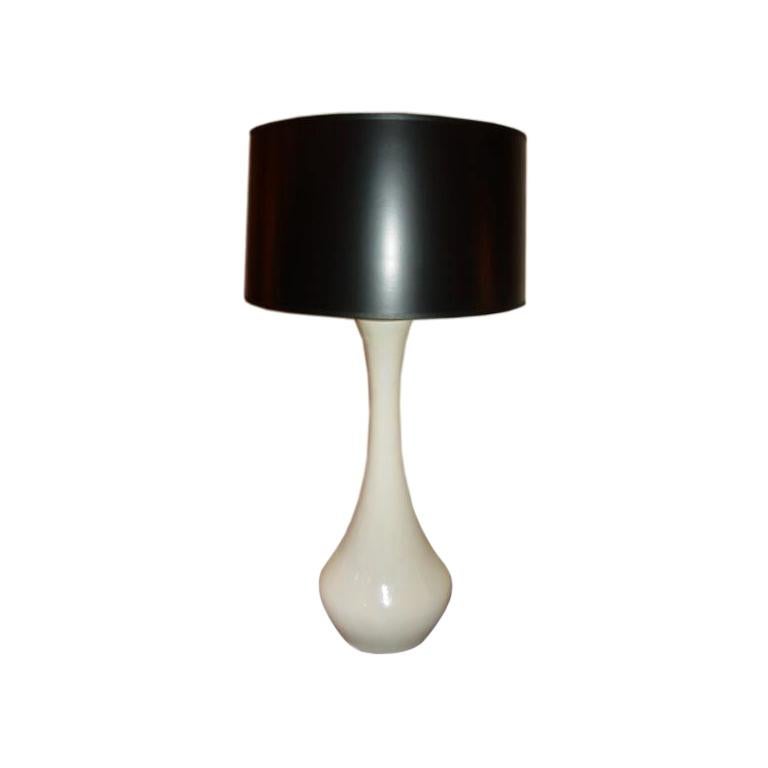 Large 1960s White Ceramic Swan Neck Lamp