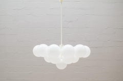 Large 1960s White Cloud Ceiling Lamp with 20 Opaline Glass Globes
