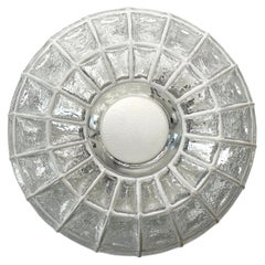 Grande applique en fer blanc et verre transparent des années 1960, Limburg, Allemagne