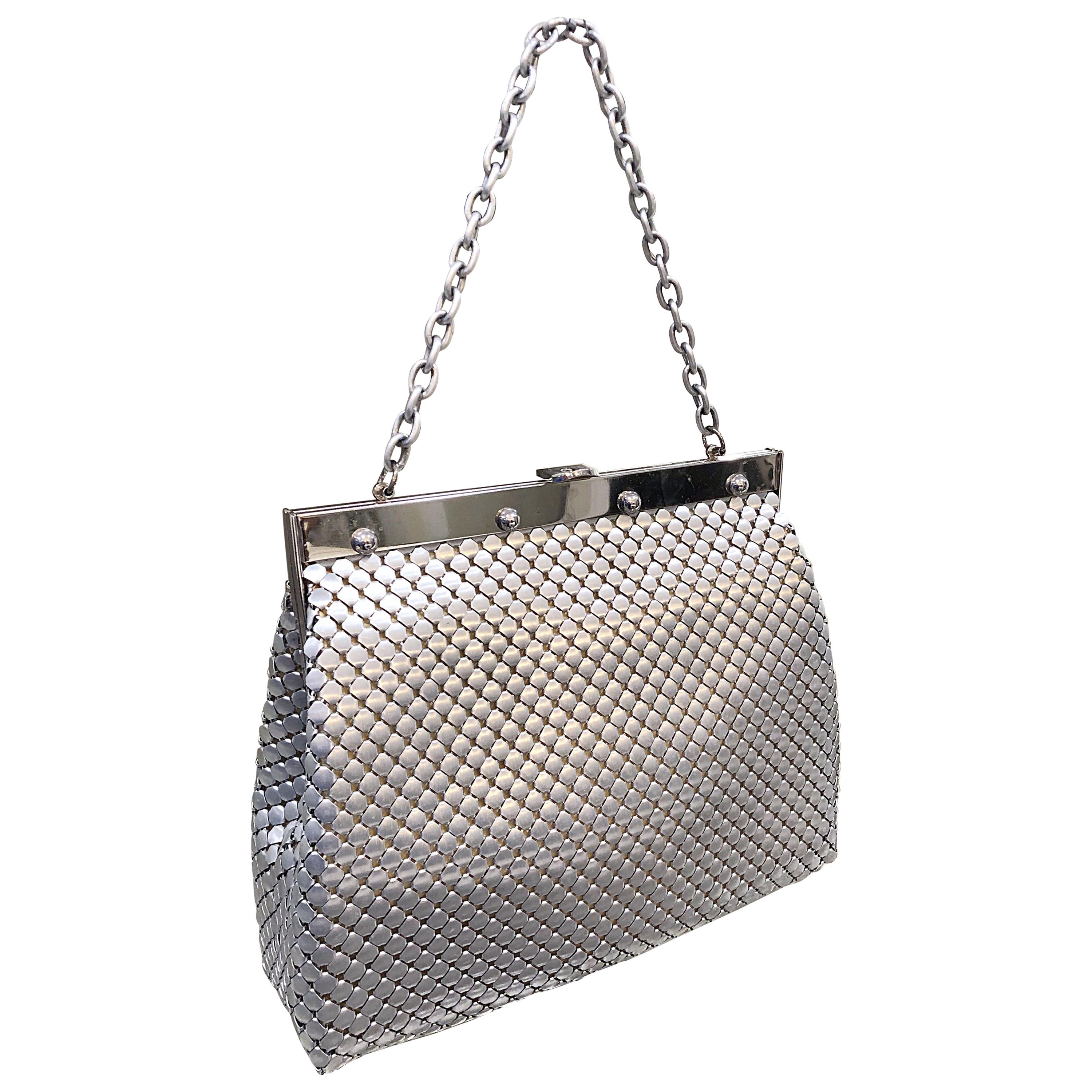 Large 1960s Whiting and Davis Silver Chainmail 60s Hand Shoulder Bag ...