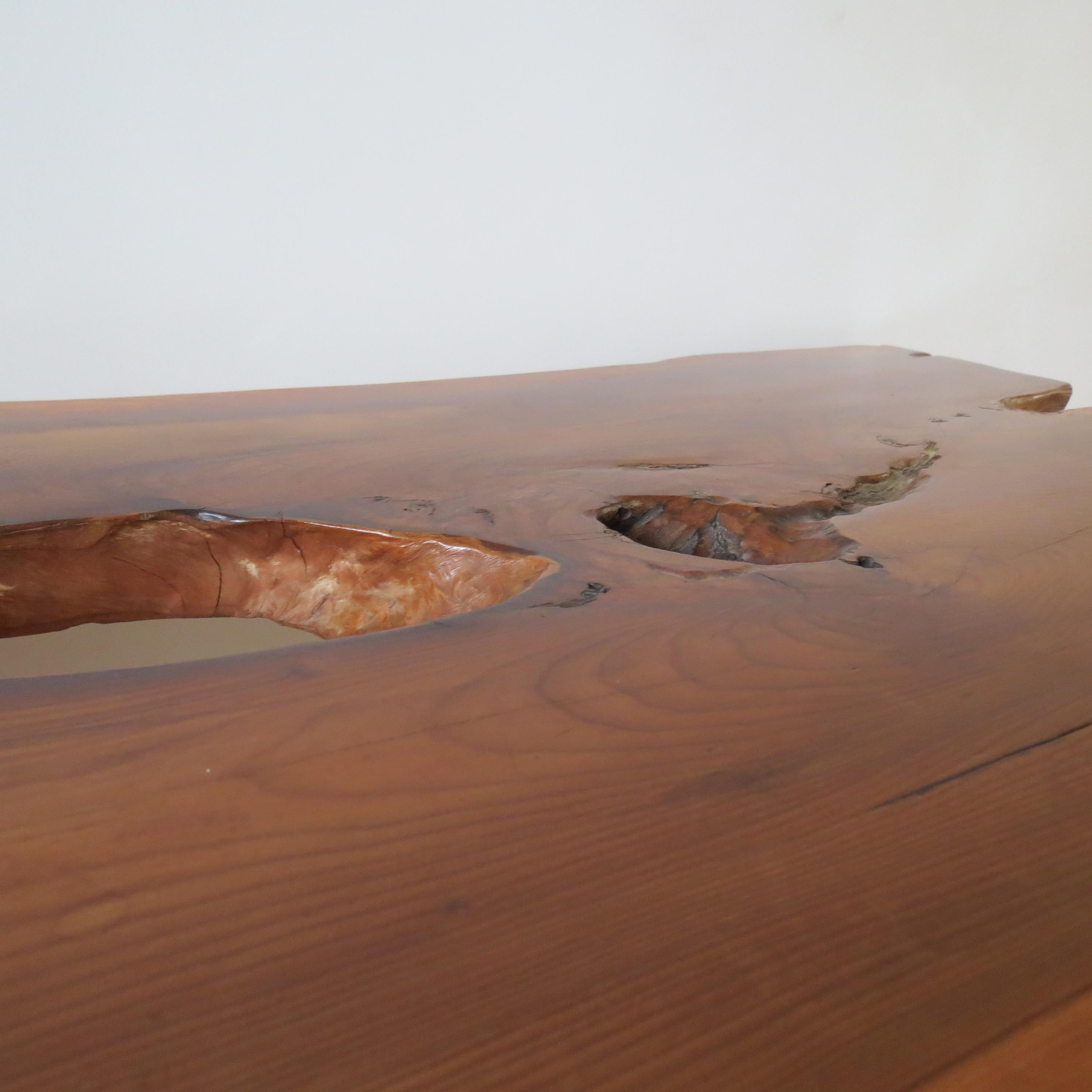 Large 1960s Yew Wood Waney Edge Live Edge Natural Coffee Table 4