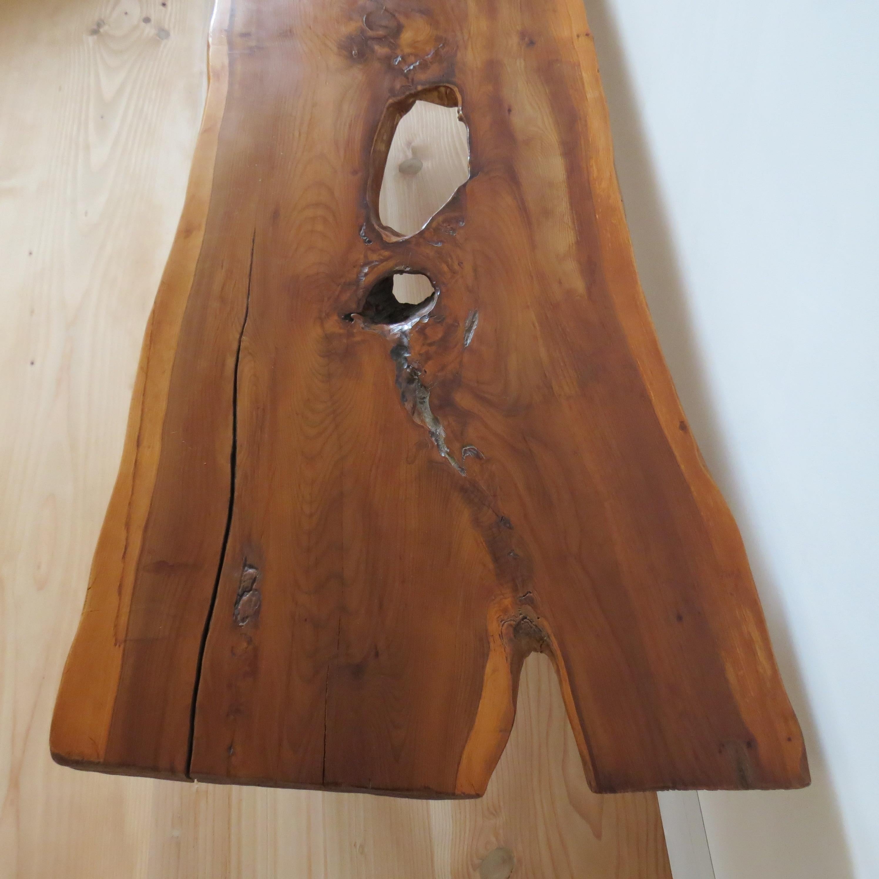 Large 1960s Yew Wood Waney Edge Live Edge Natural Coffee Table 6