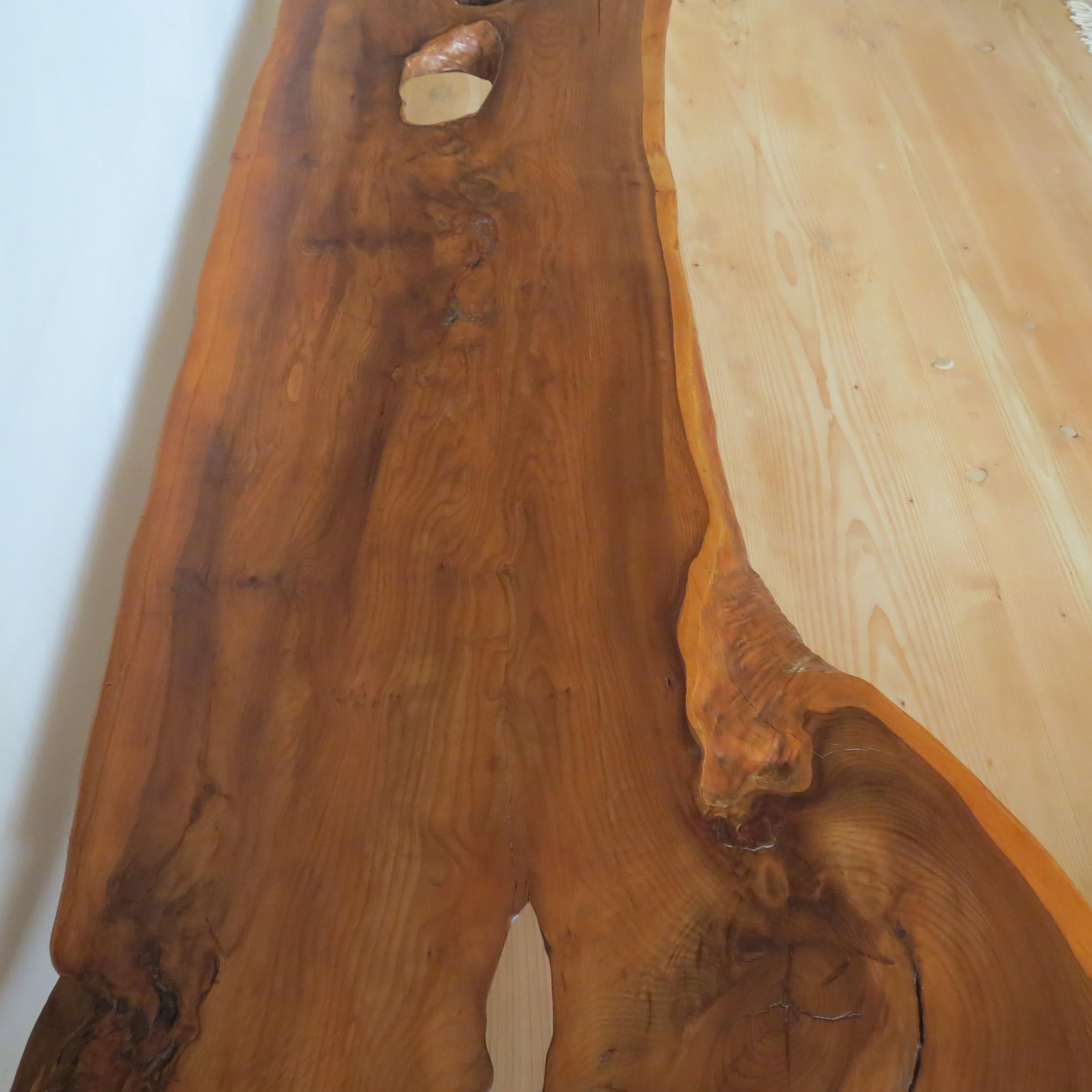 Large 1960s Yew Wood Waney Edge Live Edge Natural Coffee Table 8