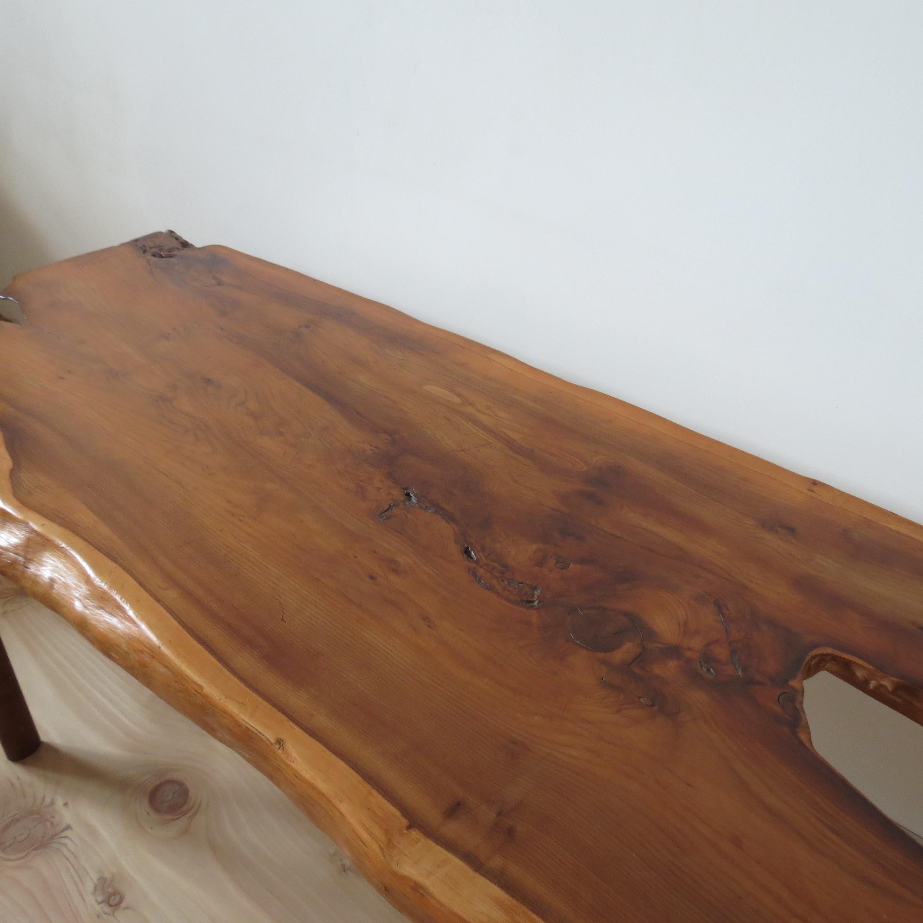 Large 1960s Yew Wood Waney Edge Live Edge Natural Coffee Table 9