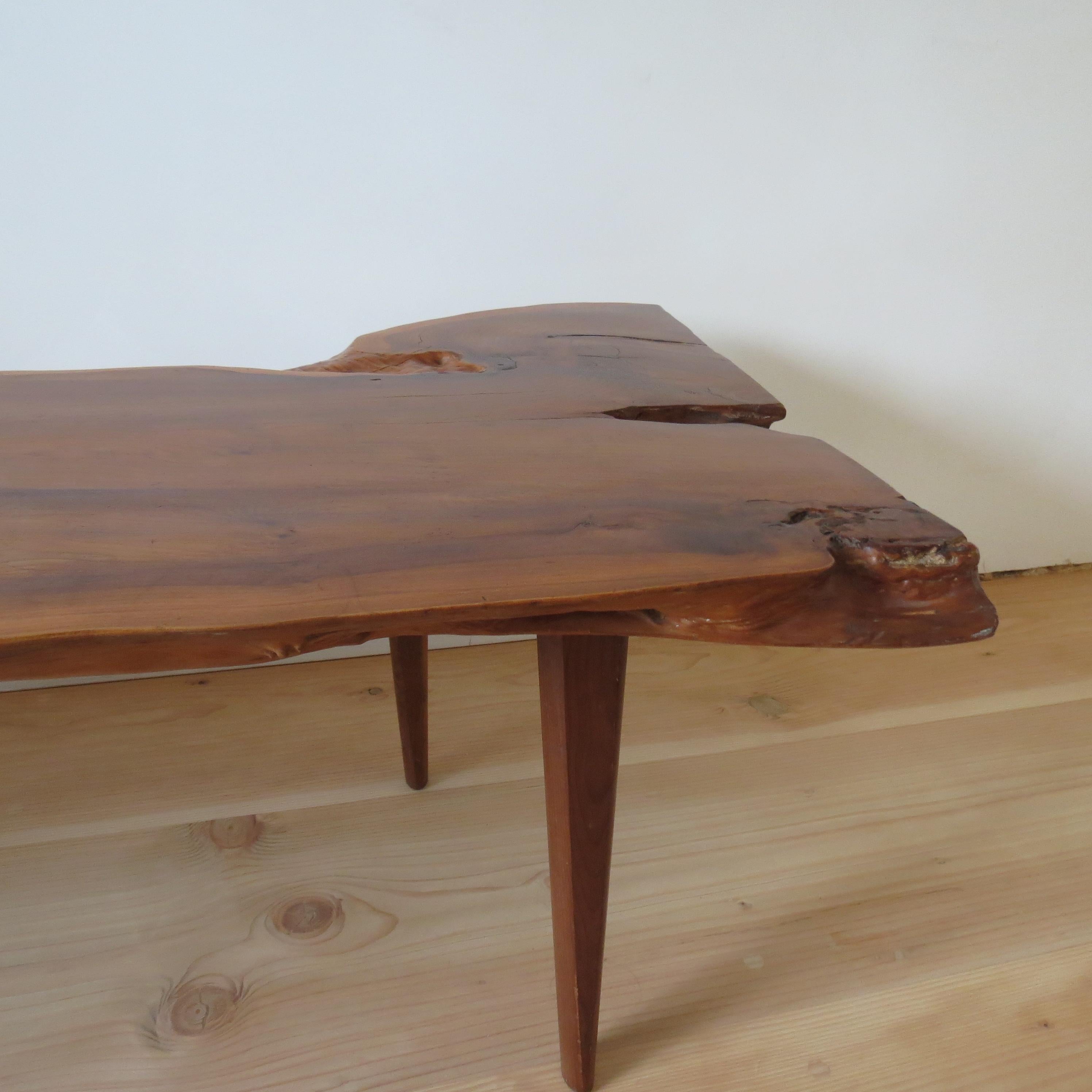 Large 1960s Yew Wood Waney Edge Live Edge Natural Coffee Table 10
