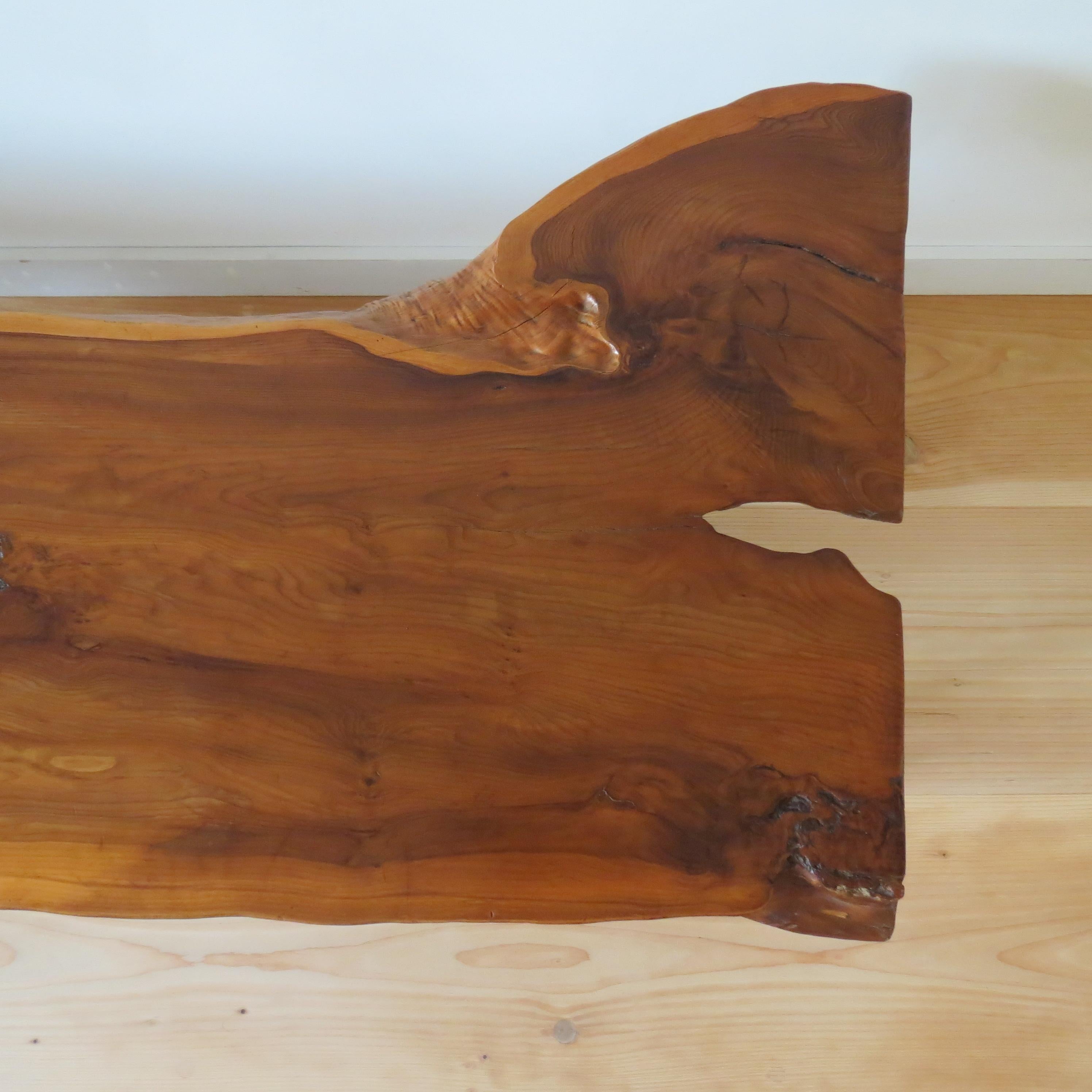 Large 1960s Yew Wood Waney Edge Live Edge Natural Coffee Table 11