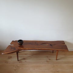 Large 1960s Yew Wood Waney Edge Live Edge Natural Coffee Table