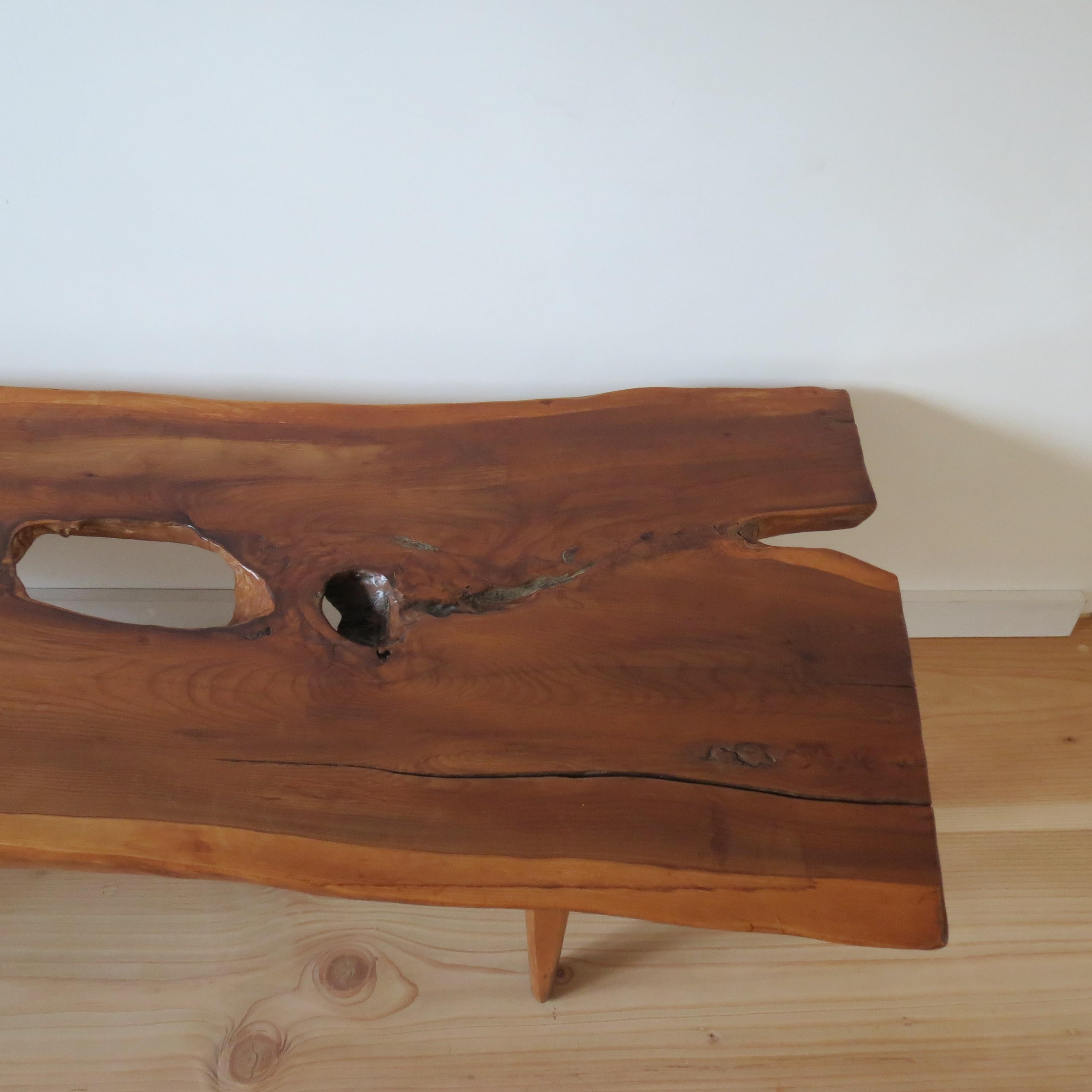20th Century Large 1960s Yew Wood Waney Edge Live Edge Natural Coffee Table