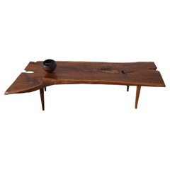 Vintage Large 1960s Yew Wood Waney Edge Live Edge Natural Coffee Table