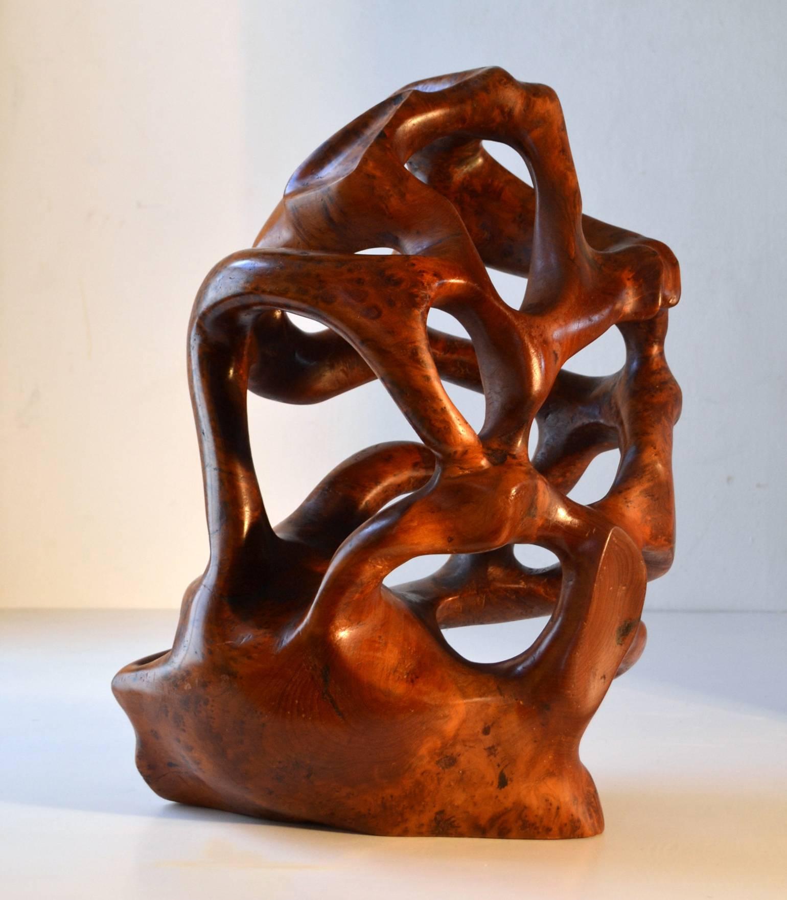 Large 1970s Abstract Organic Sculpture Hand-Carved in Yew In Excellent Condition In London, GB