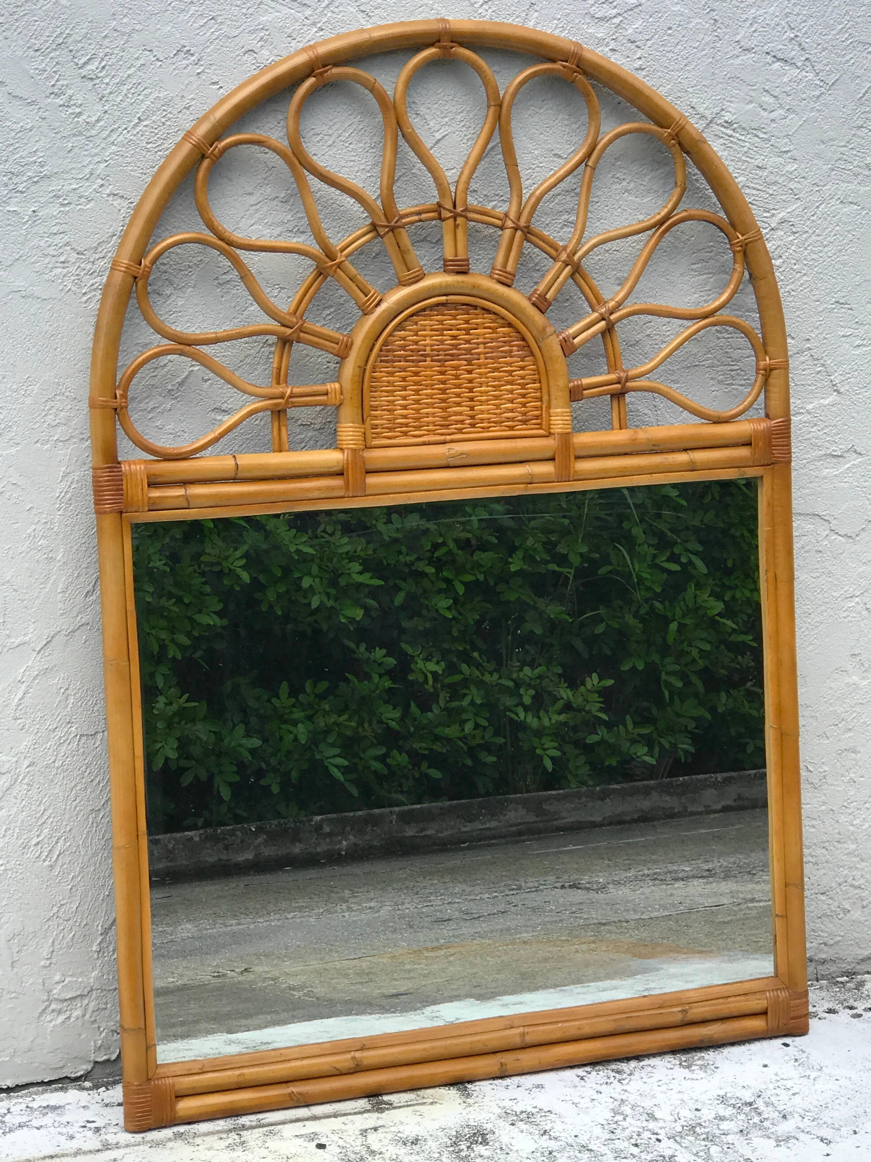 Large 1970s Bamboo Mirror  4