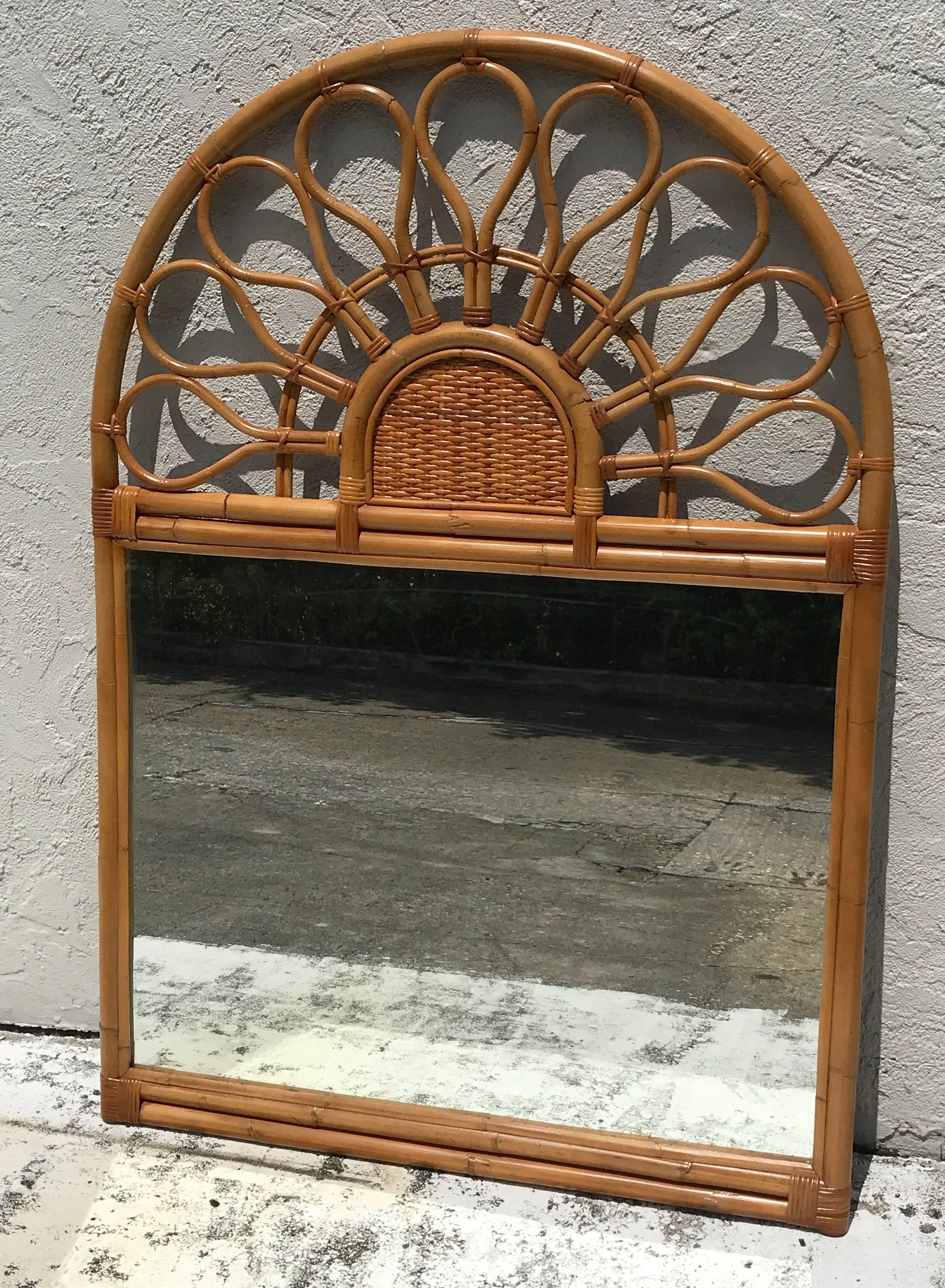 Large 1970s Bamboo Mirror  1