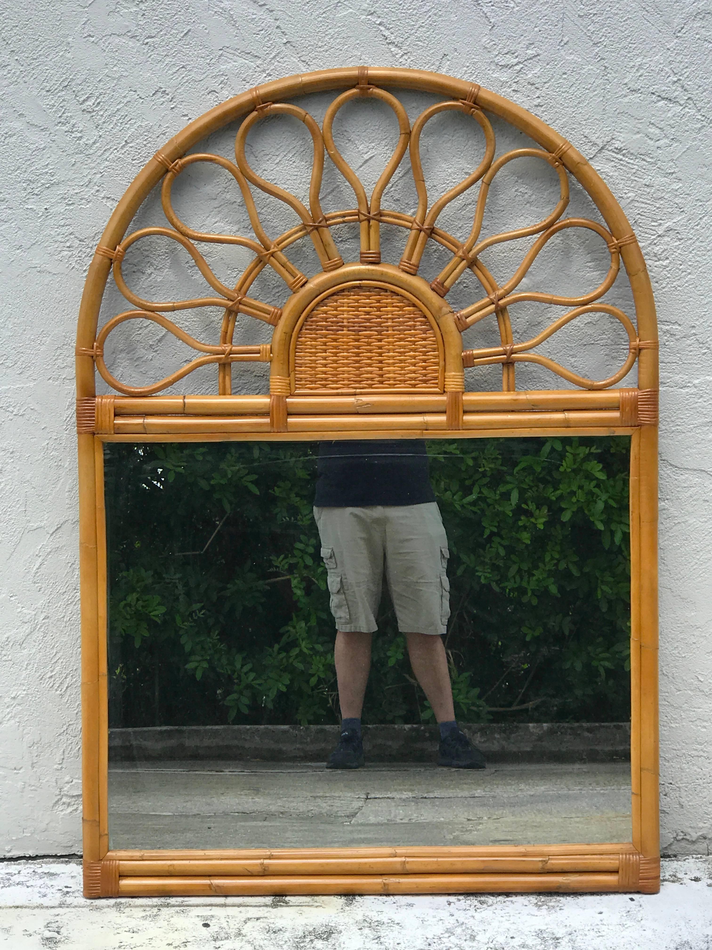 Large 1970s Bamboo Mirror  2