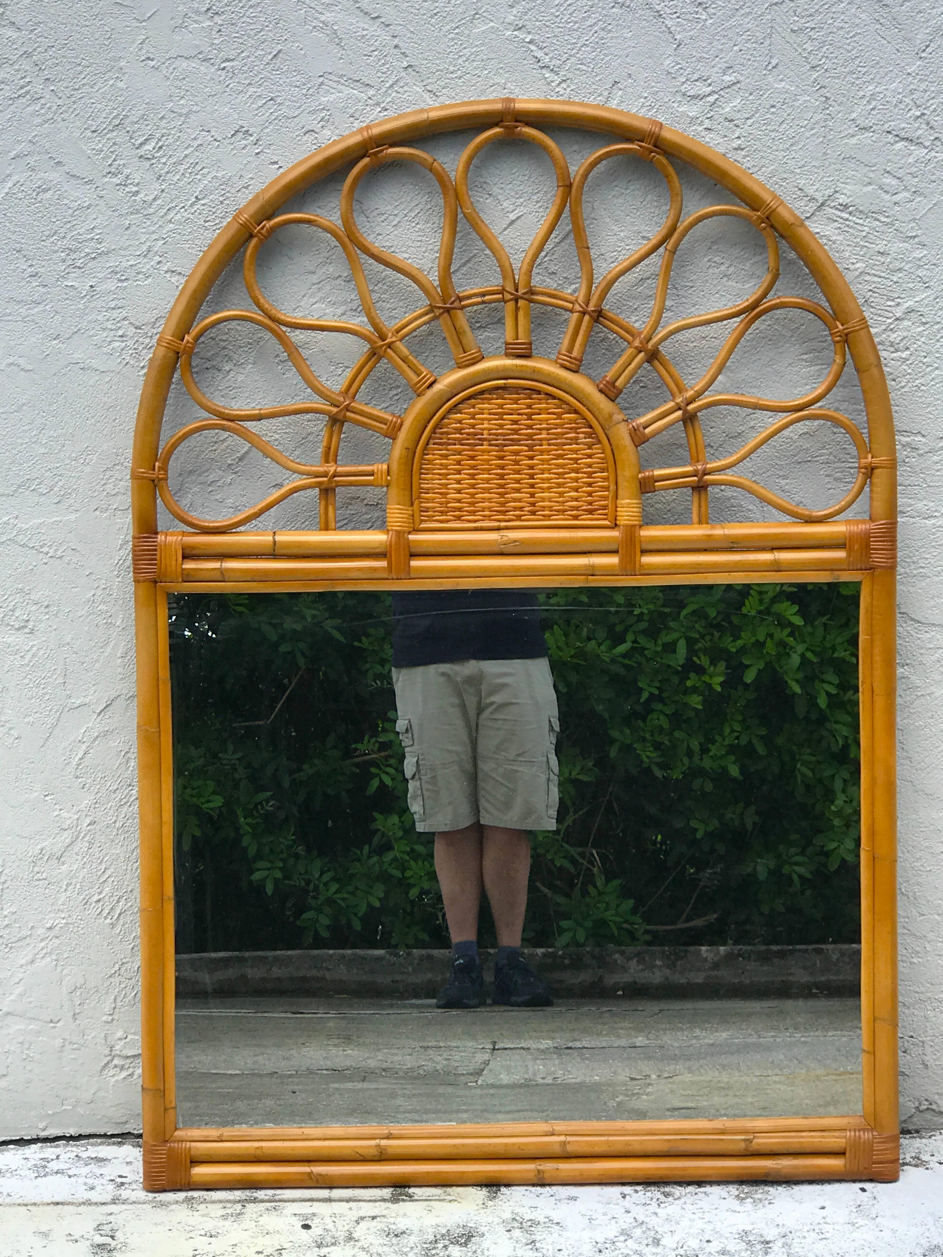 Large 1970s Bamboo Mirror  3