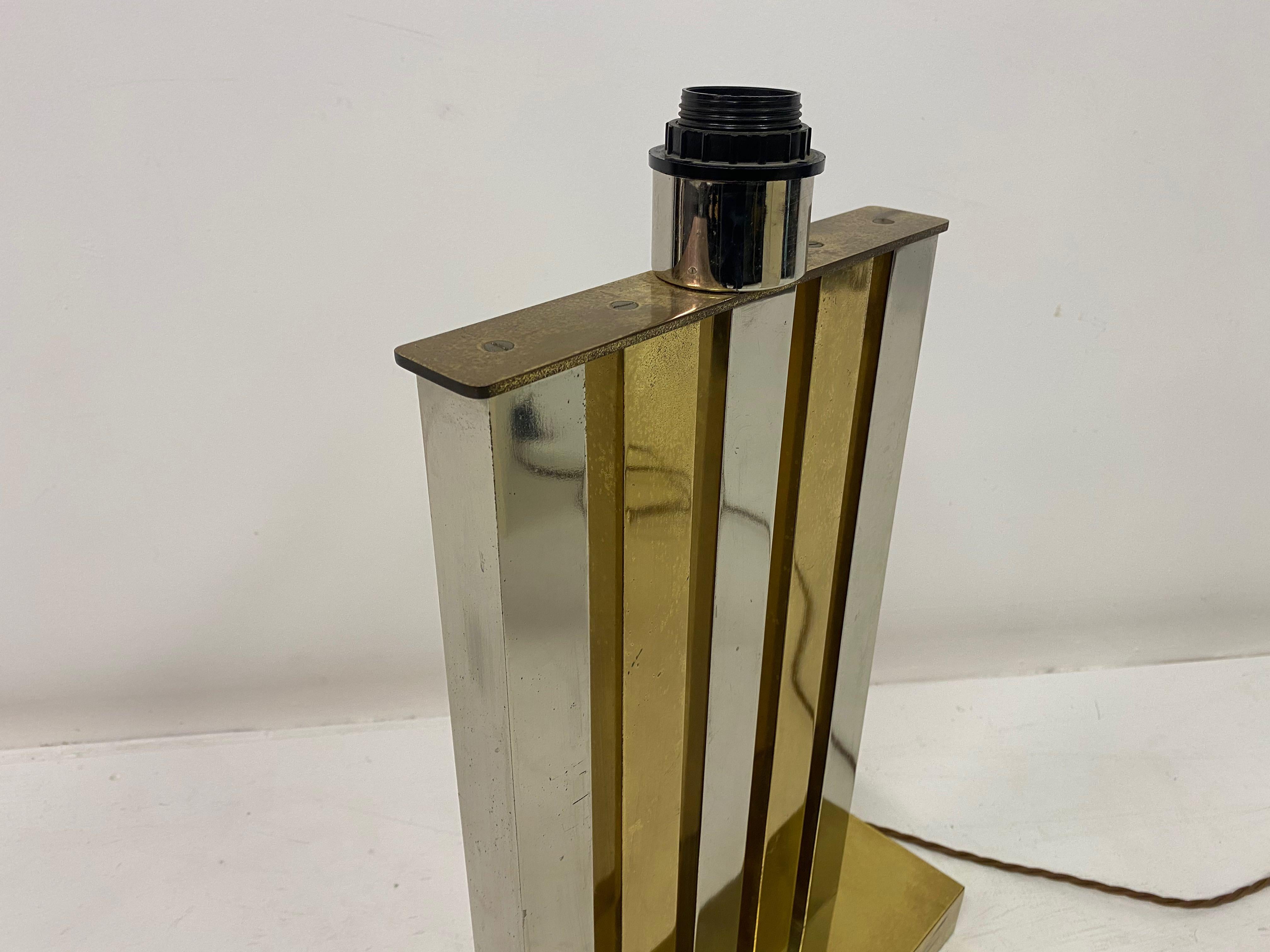 Large 1970s Brass and Chrome Table Lamp For Sale 4