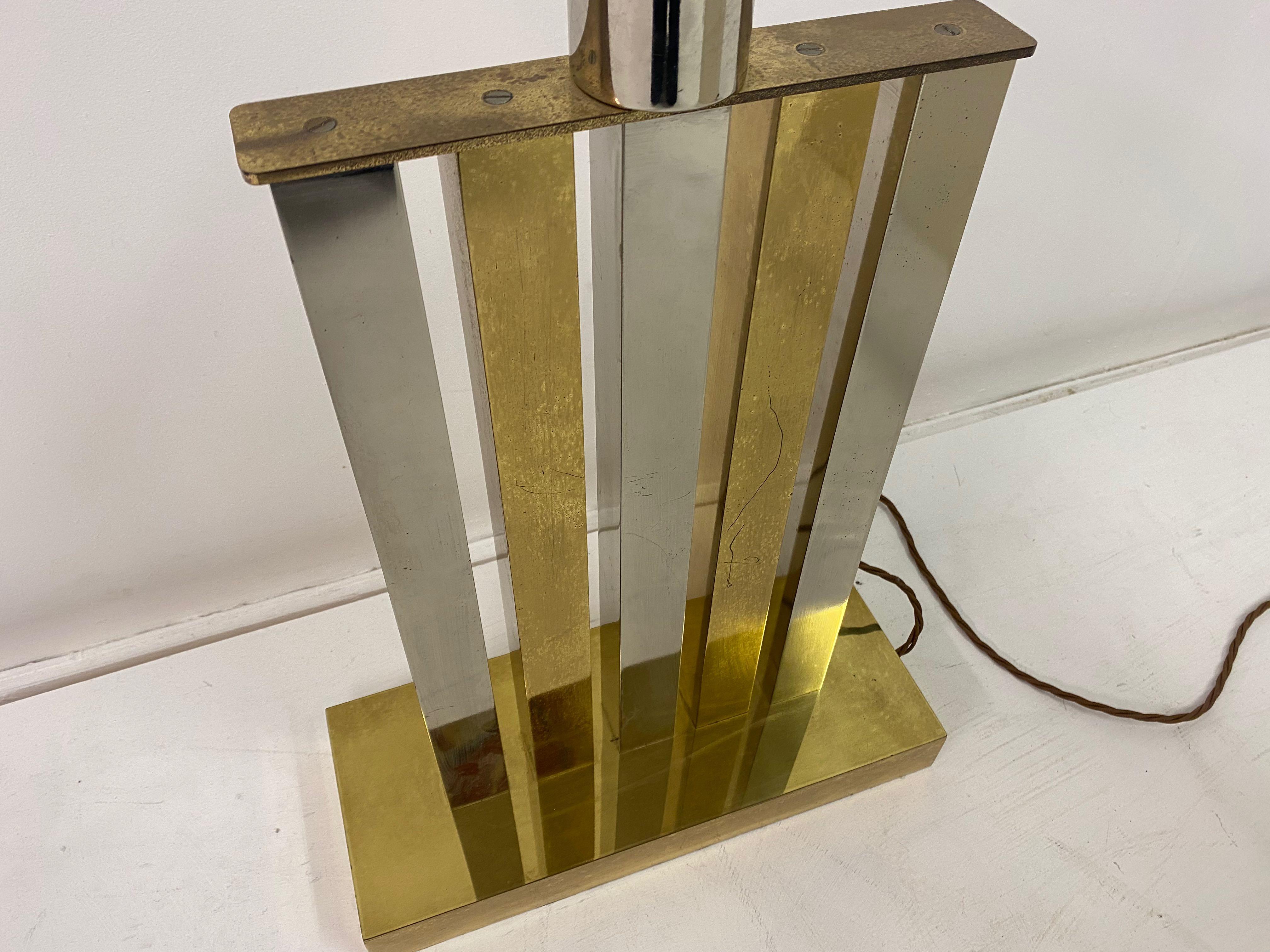 Large 1970s Brass and Chrome Table Lamp For Sale 6