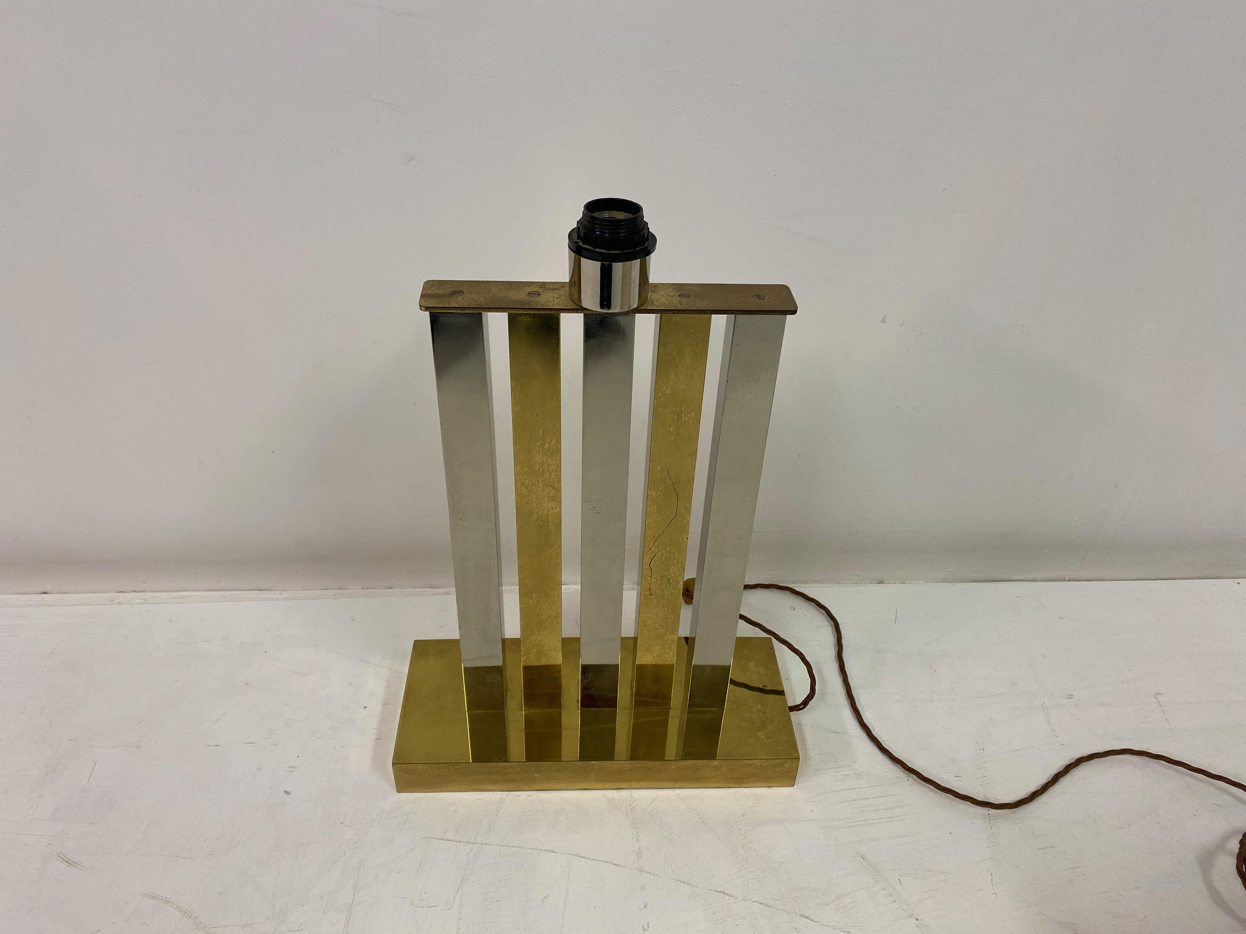 Large 1970s Brass and Chrome Table Lamp For Sale 7