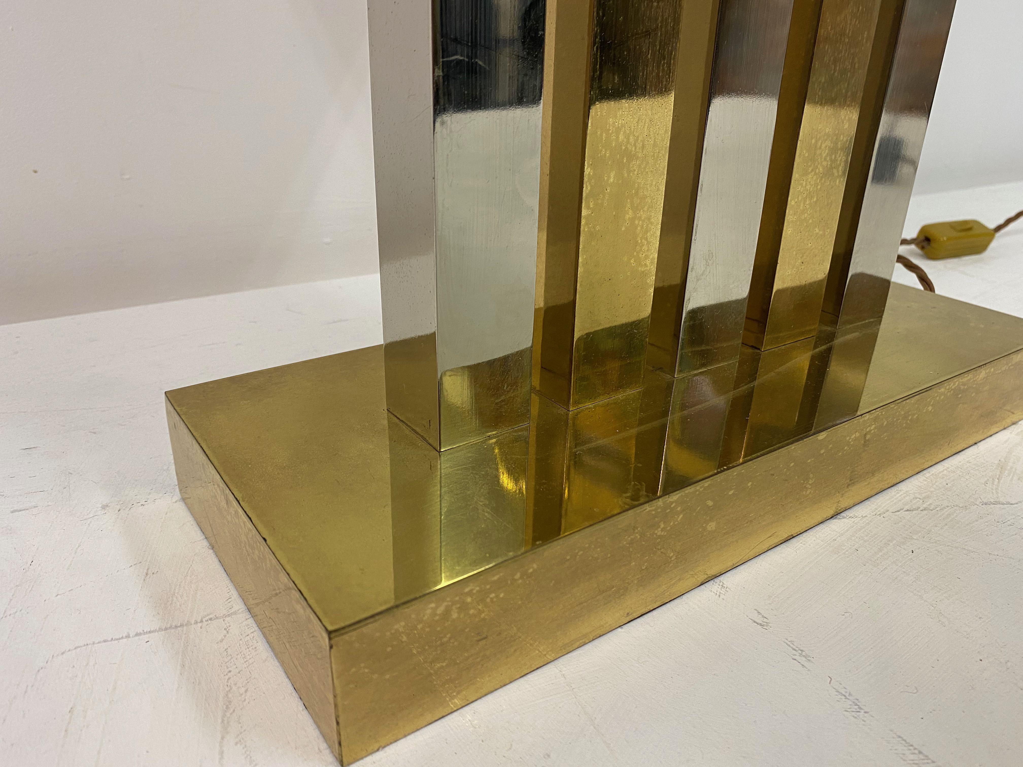 Large 1970s Brass and Chrome Table Lamp In Good Condition For Sale In London, London