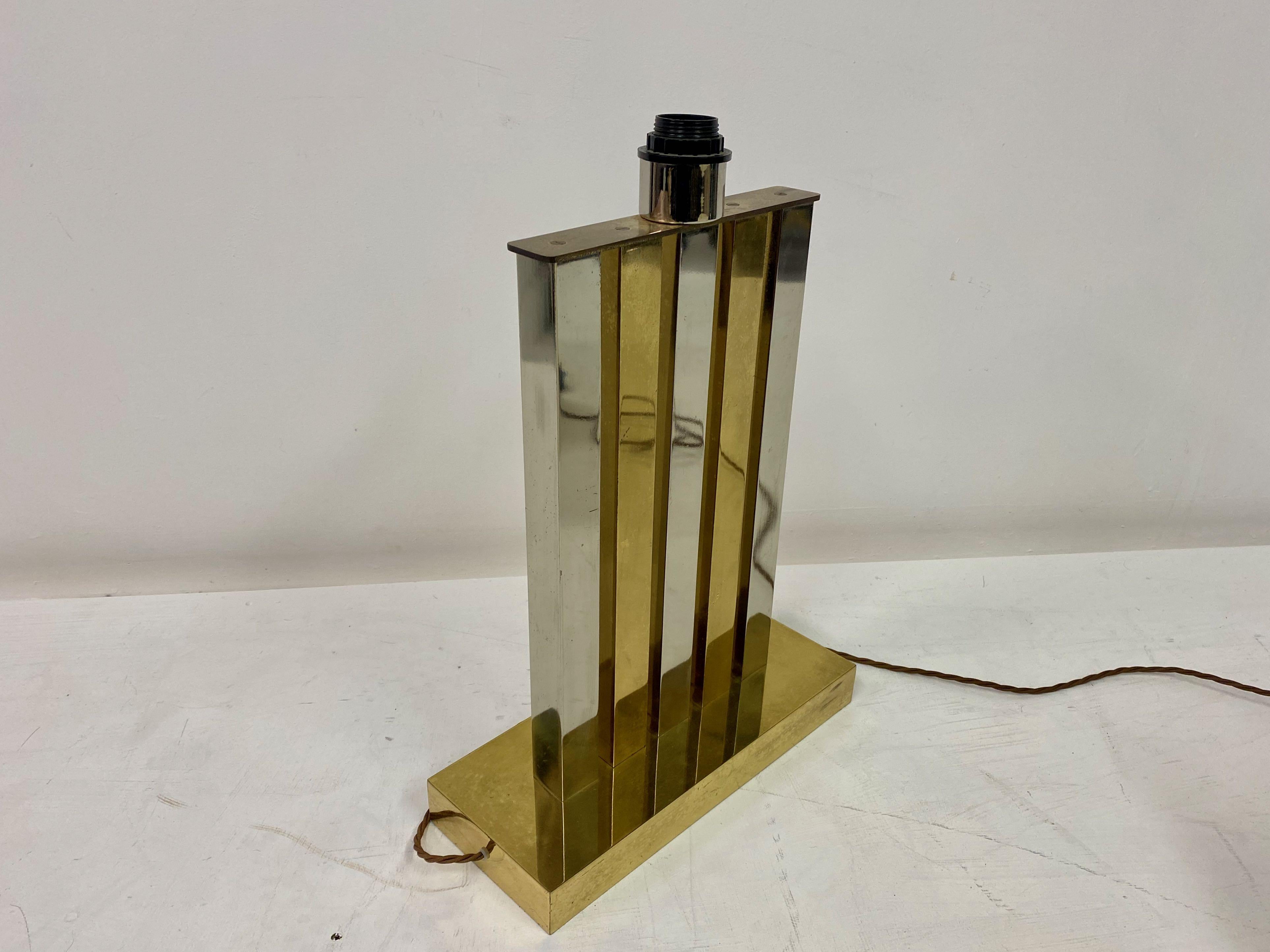 Large 1970s Brass and Chrome Table Lamp For Sale 3