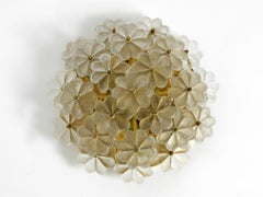 Large 1970s Brass Crystal Glass Flower Ceiling Lamps by Ernst Palme