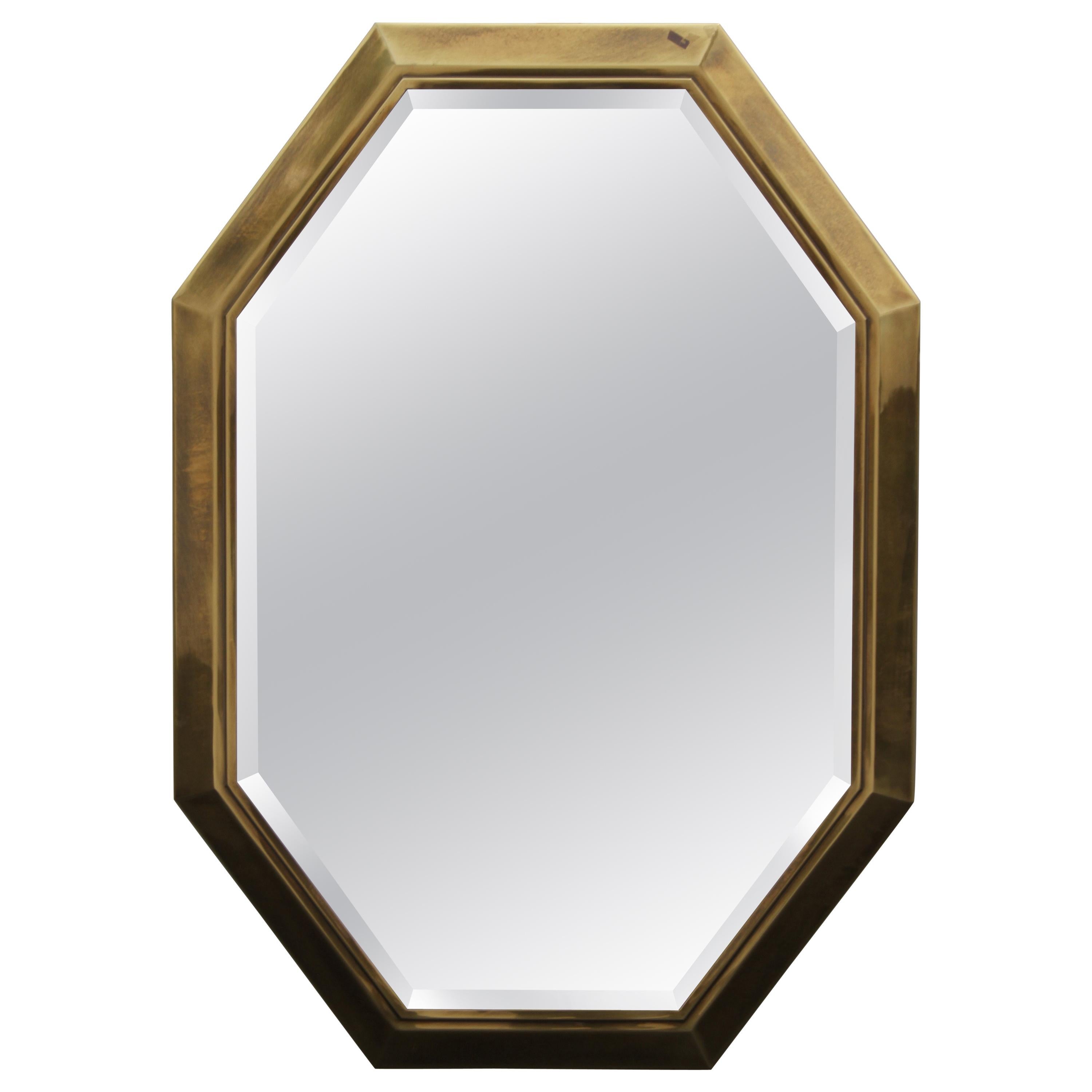 Large 1970s Brass Mastercraft Octagonal Mirror