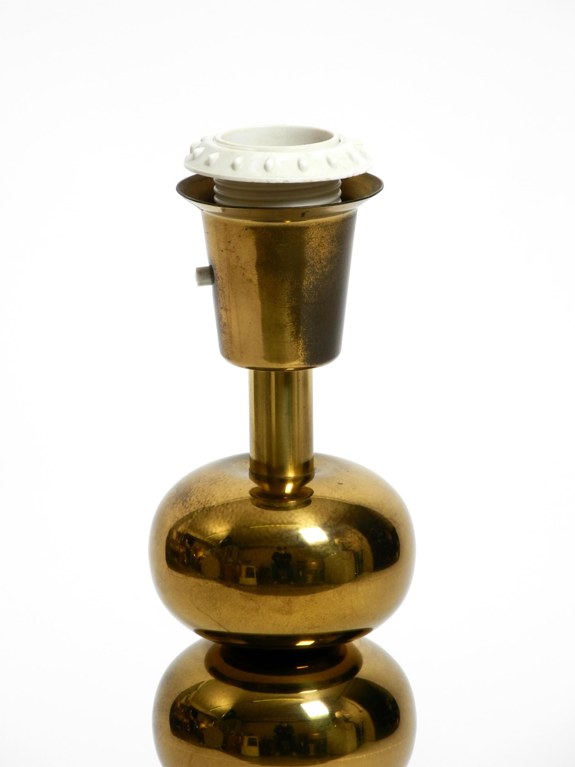 Large 1970s brass table lamp with new velvet shade by Aneta Växjö Sweden For Sale 5