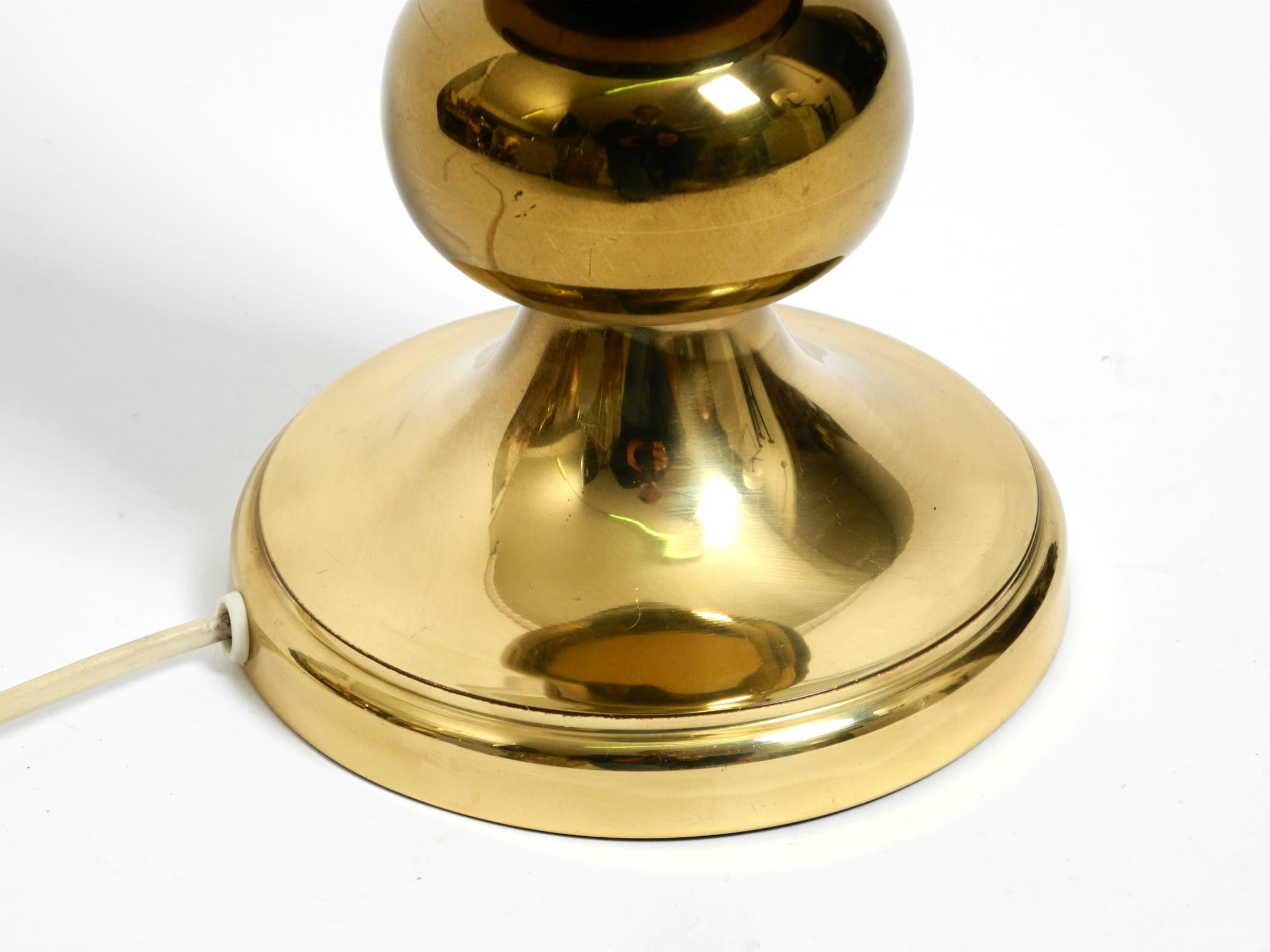 Large 1970s brass table lamp with new velvet shade by Aneta Växjö Sweden For Sale 6