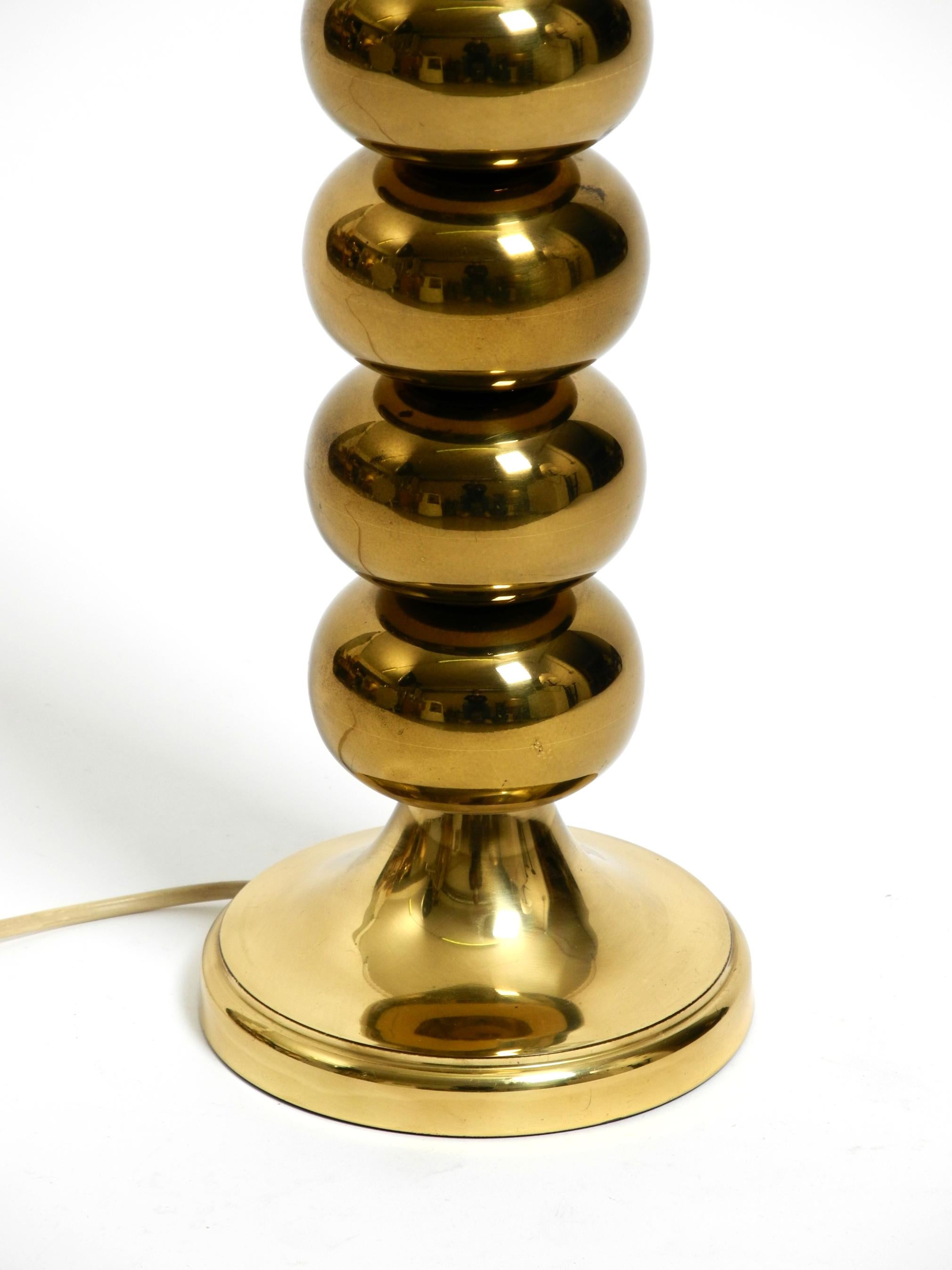 Large 1970s brass table lamp with new velvet shade by Aneta Växjö Sweden For Sale 7