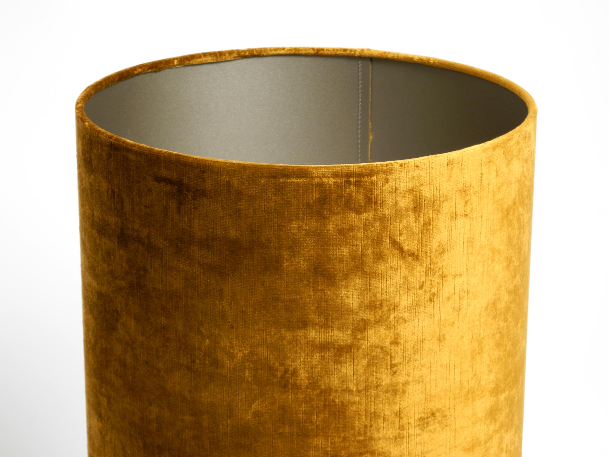 Large 1970s brass table lamp with new velvet shade by Aneta Växjö Sweden For Sale 9
