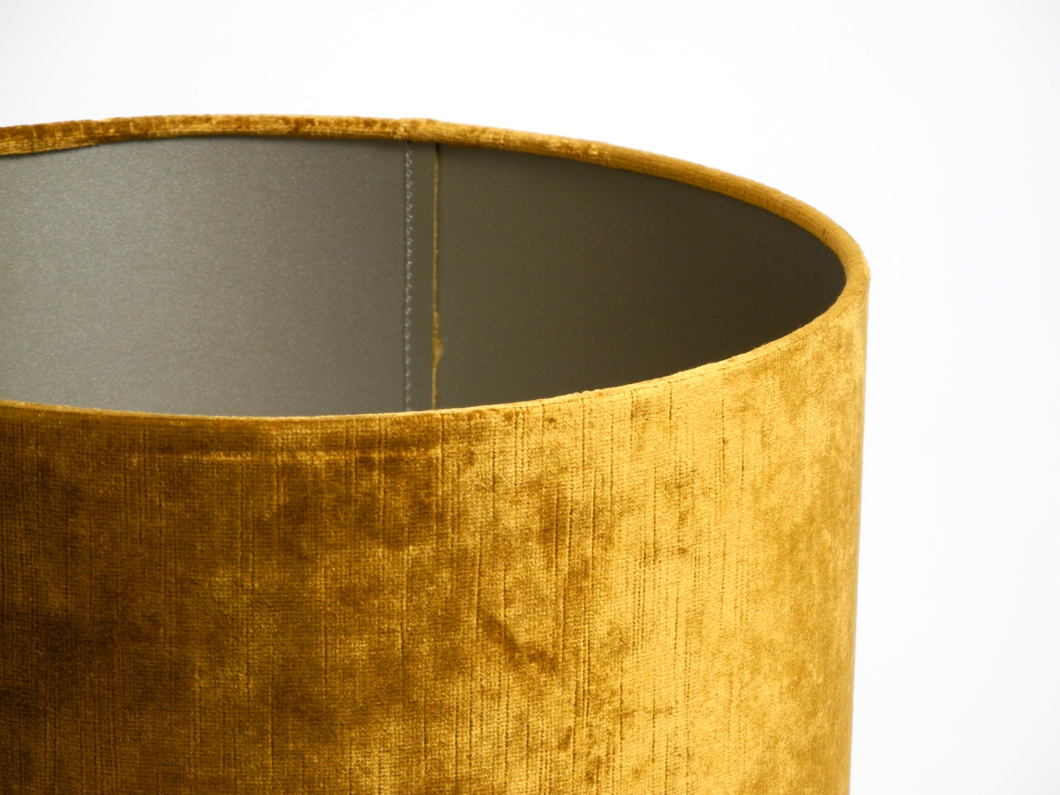 Large 1970s brass table lamp with new velvet shade by Aneta Växjö Sweden For Sale 10