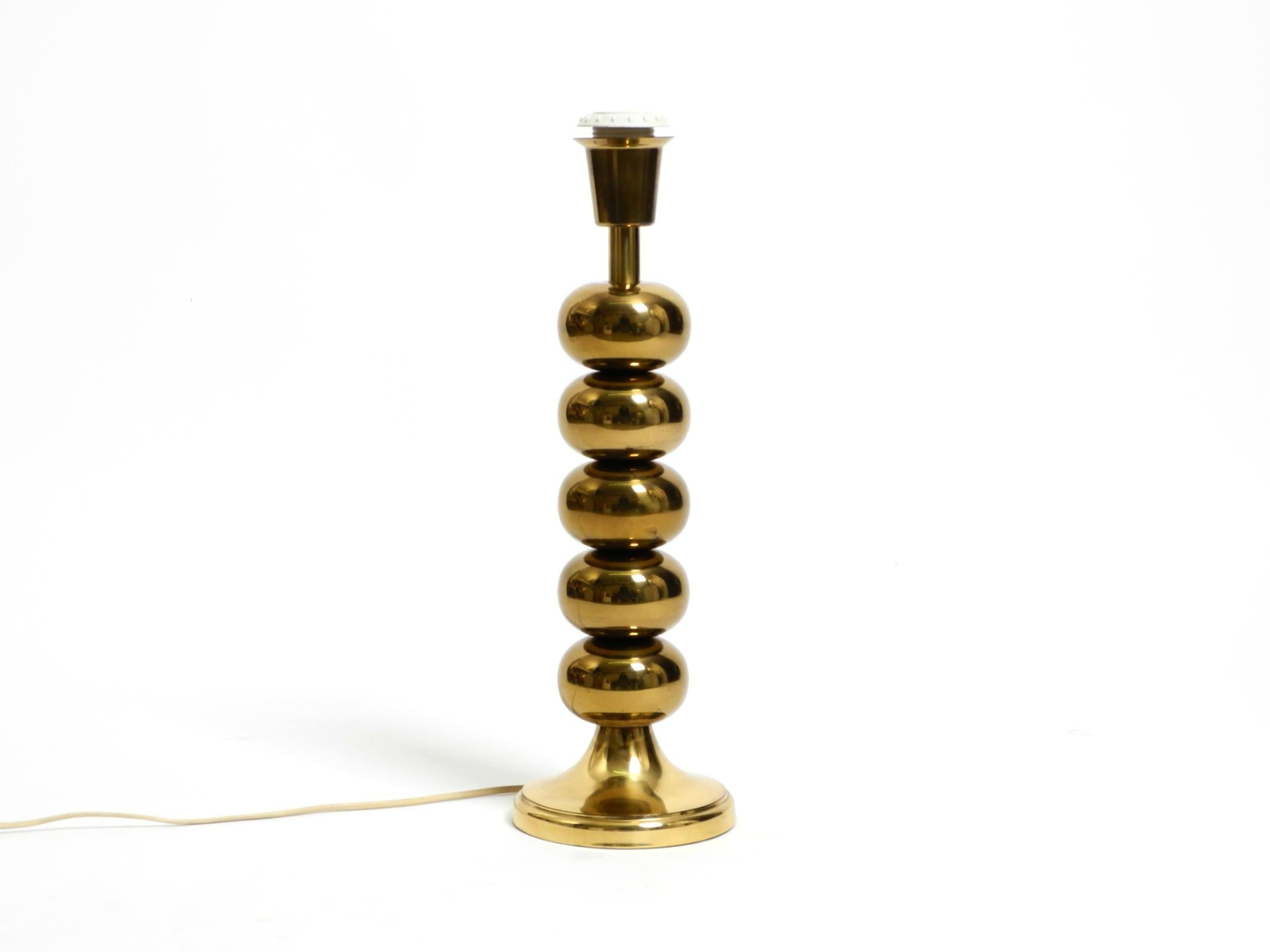 Late 20th Century Large 1970s brass table lamp with new velvet shade by Aneta Växjö Sweden For Sale