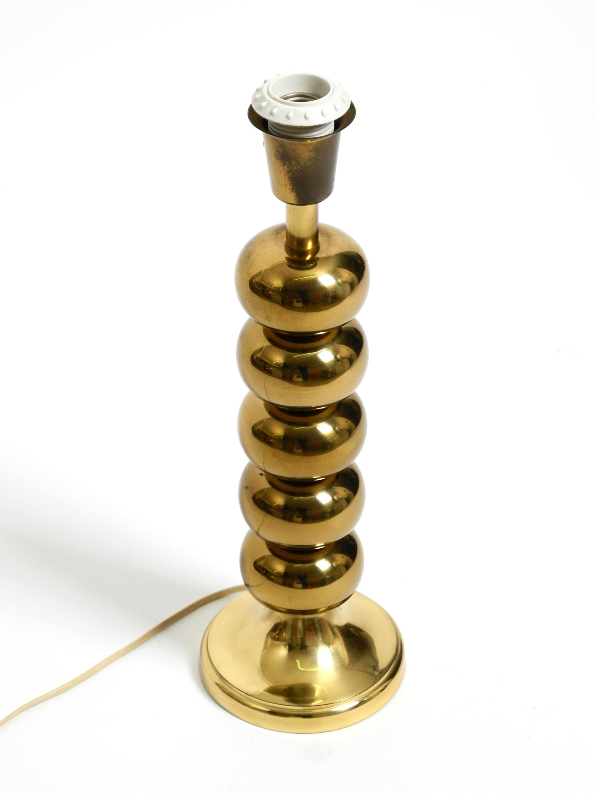 Brass Large 1970s brass table lamp with new velvet shade by Aneta Växjö Sweden For Sale
