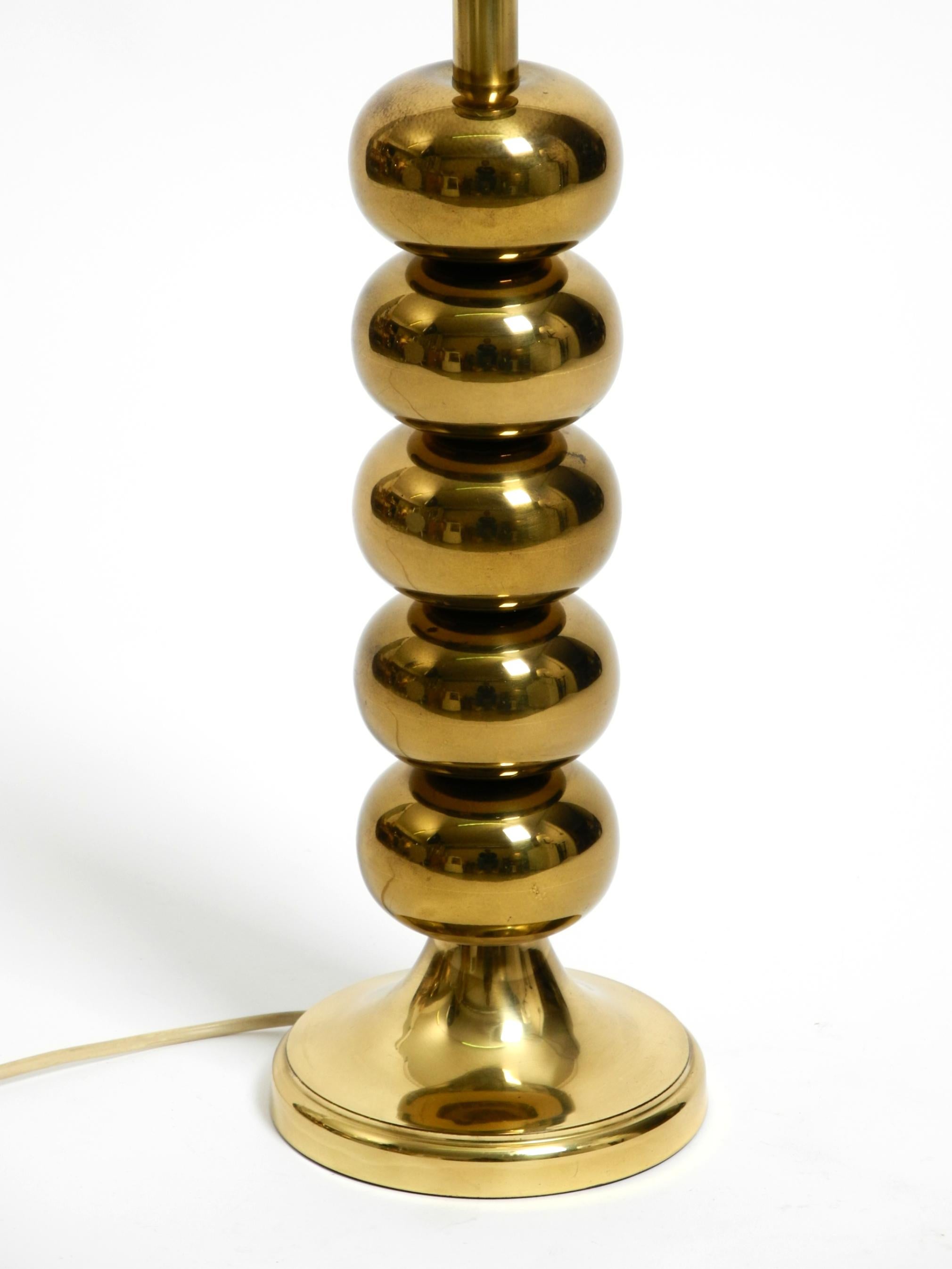 Large 1970s brass table lamp with new velvet shade by Aneta Växjö Sweden For Sale 1