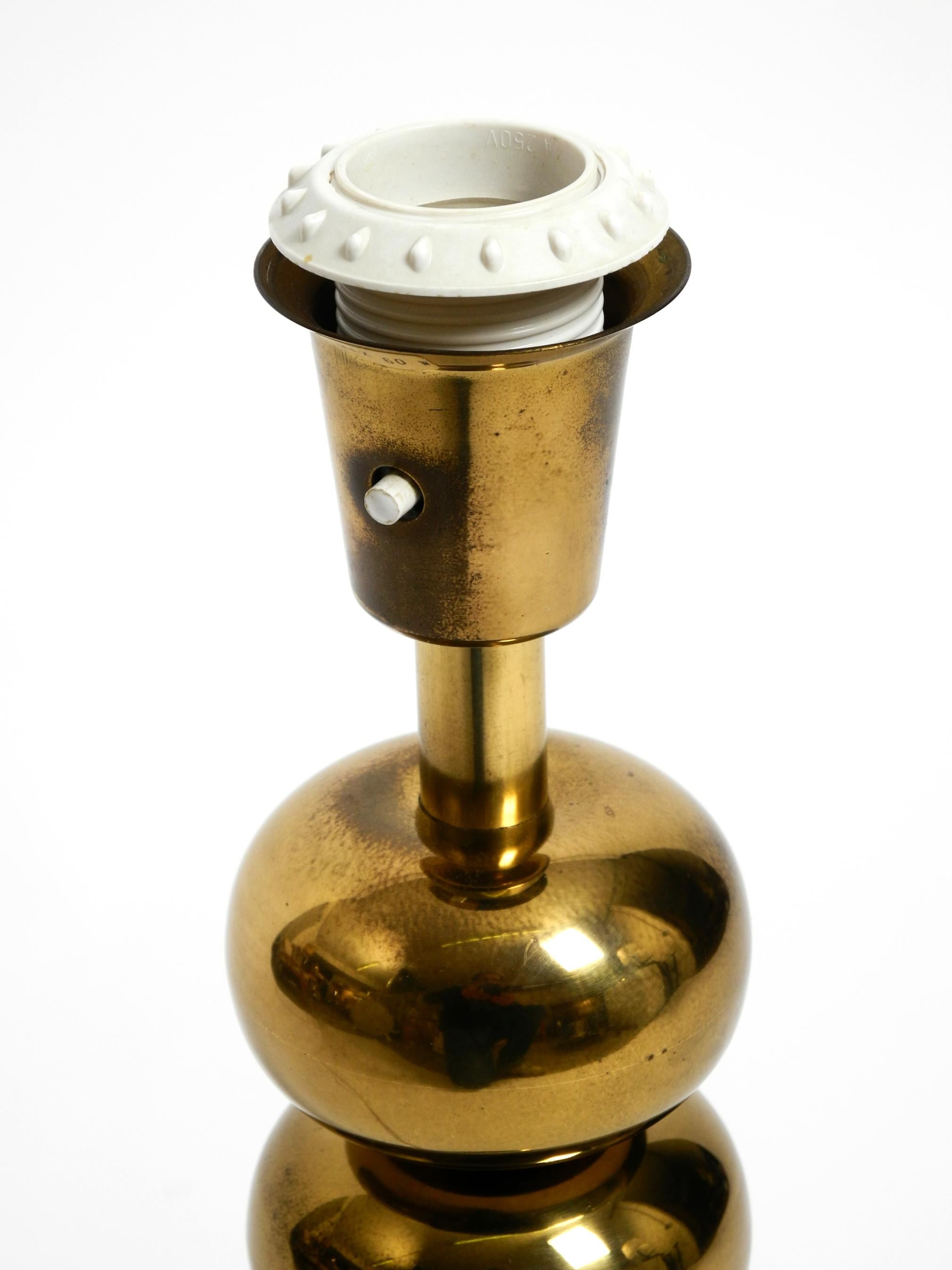 Large 1970s brass table lamp with new velvet shade by Aneta Växjö Sweden For Sale 2