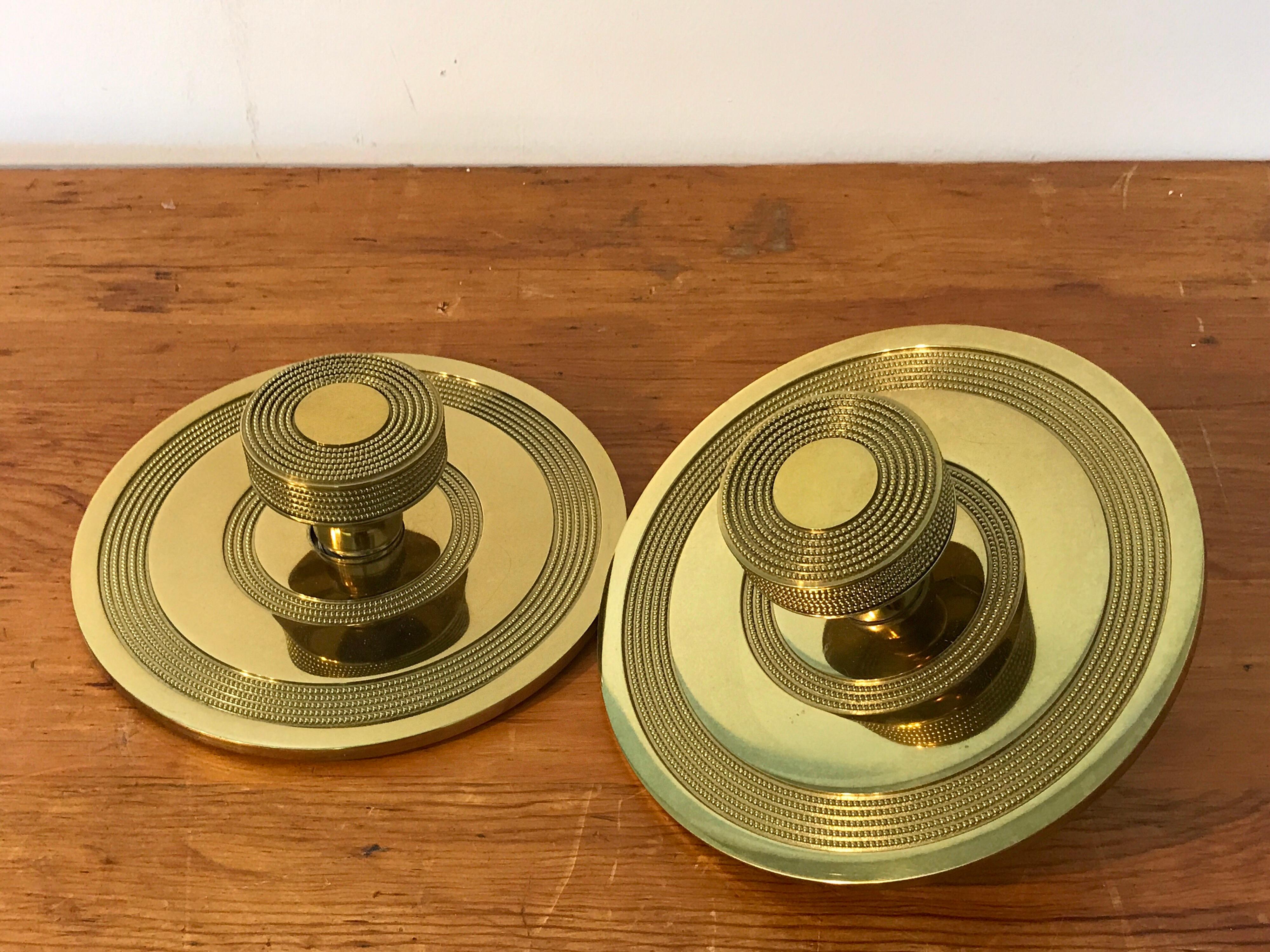 Midcentury large round brass doorknob, 