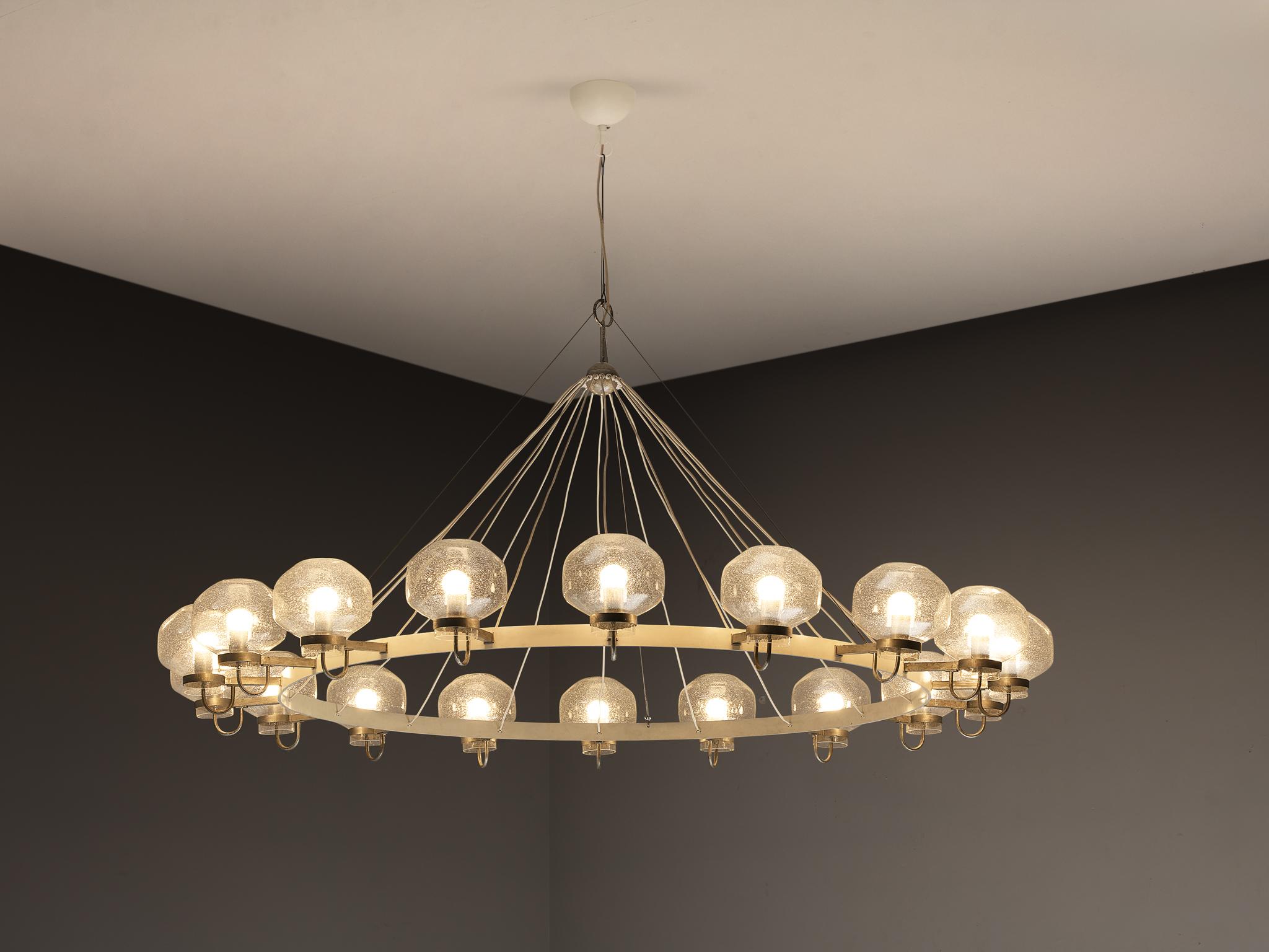 Large 1970s Chandelier in Silver-Colored Metal & Blown Glass 232cm/91.34in. In Good Condition For Sale In Waalwijk, NL