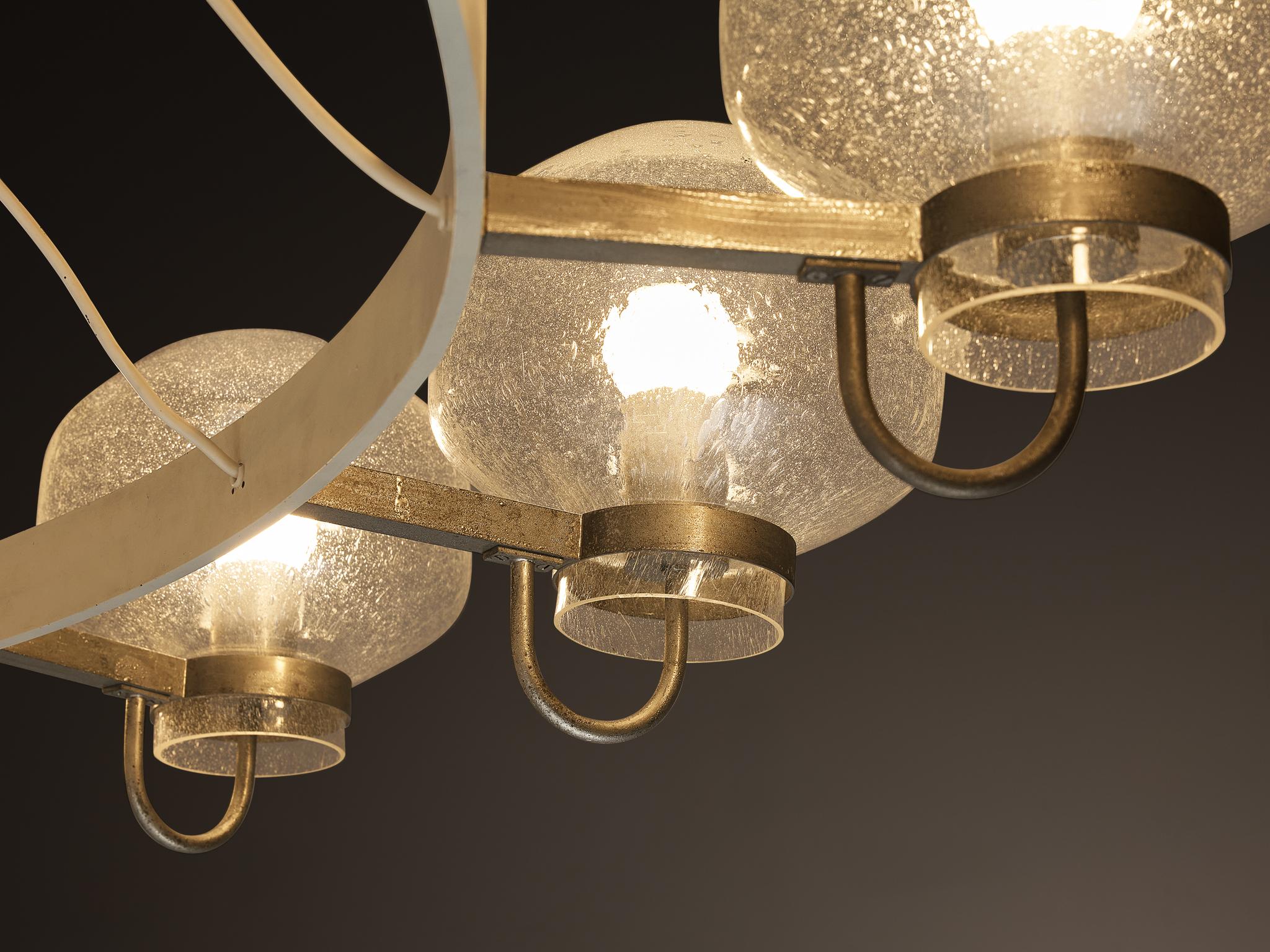 Large 1970s Chandelier in Silver-Colored Metal & Blown Glass 232cm/91.34in. For Sale 1