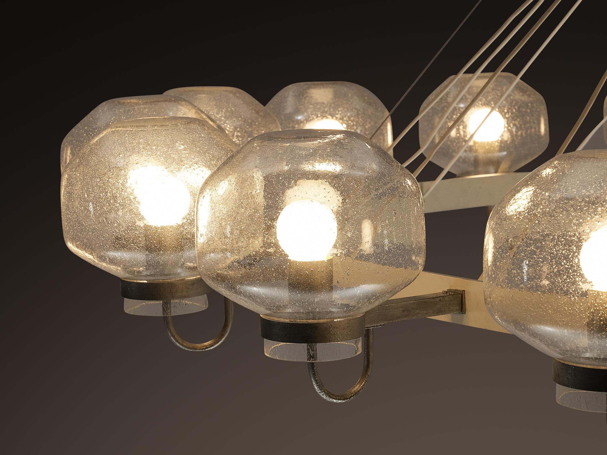Large 1970s Chandelier in Silver-Colored Metal & Blown Glass 232cm/91.34in. For Sale 2